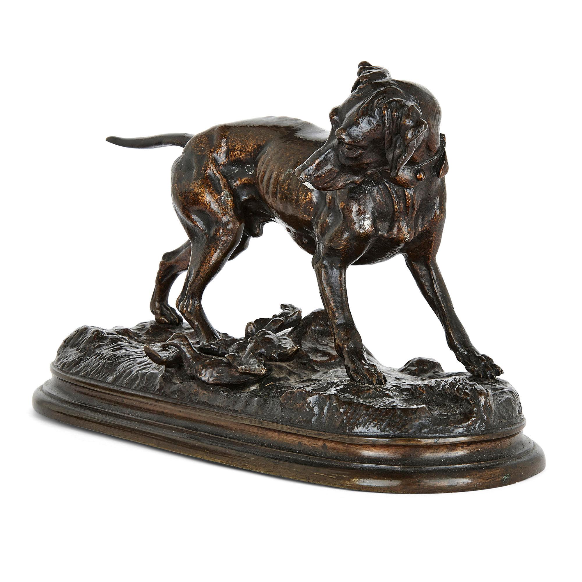 Paire de sculptures animalières de chiens en bronze de Jules Moigniez Bon état - En vente à London, GB