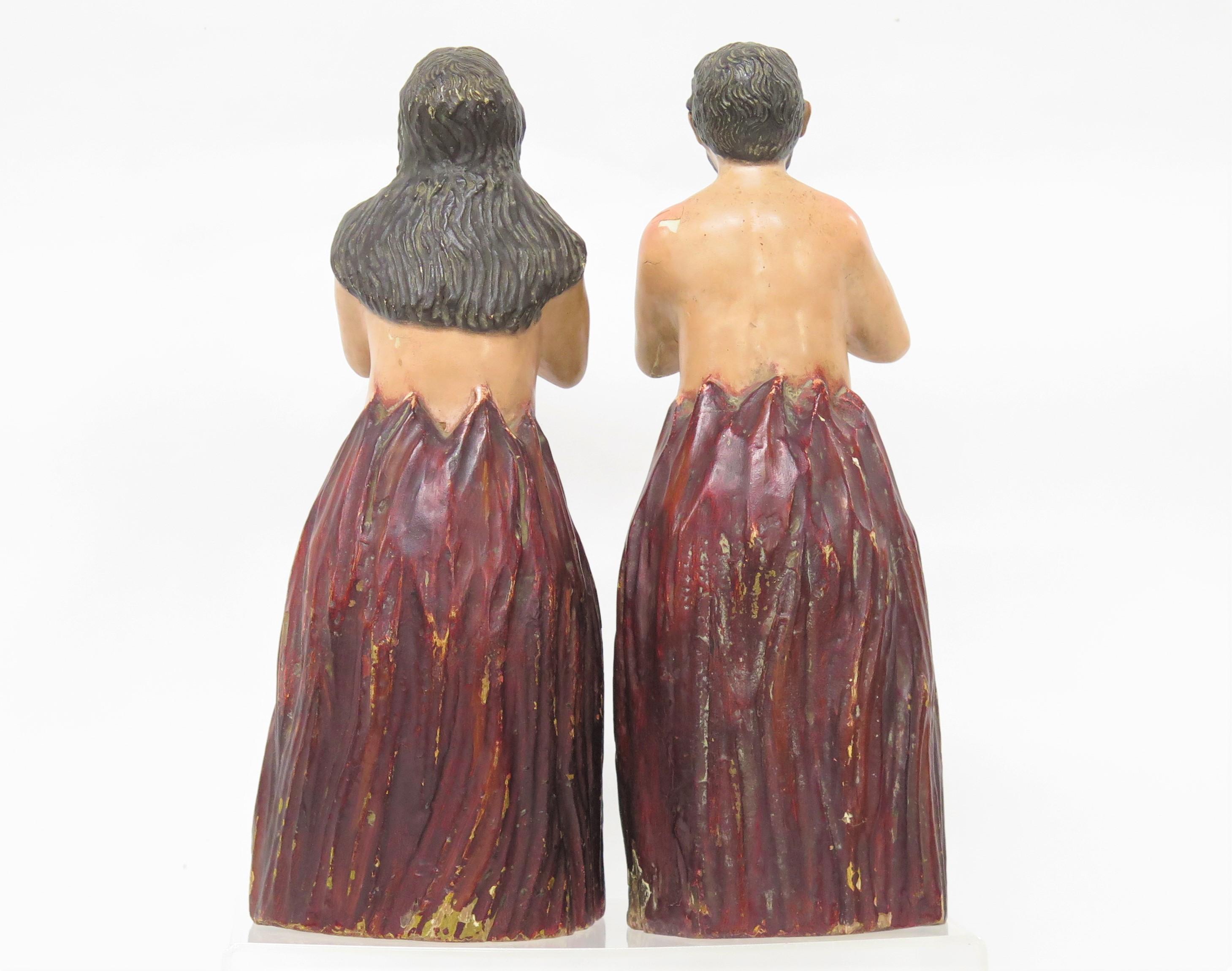 Spanish Colonial Pair of Anime Sola or Lonely Souls Carved and Polychromed Figures For Sale