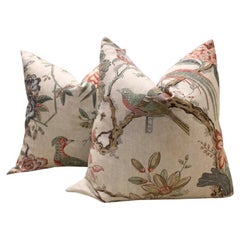 Coppia di cuscini Anna French per Thibaut "Villeneuve" in corallo su lino