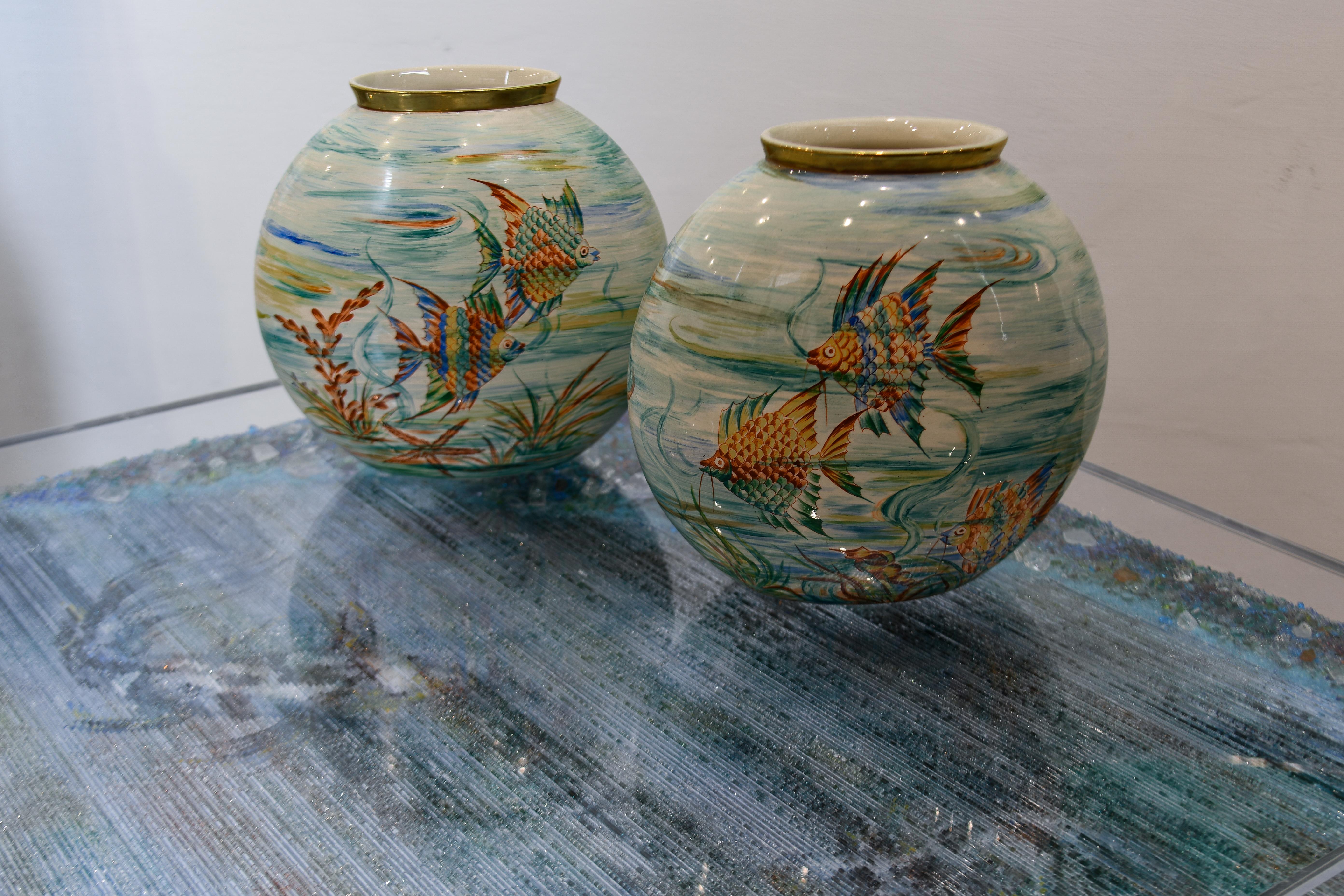 Paire de  Vases en céramique de Guido Andlovitz pour S.C.I. Levano en vente 4