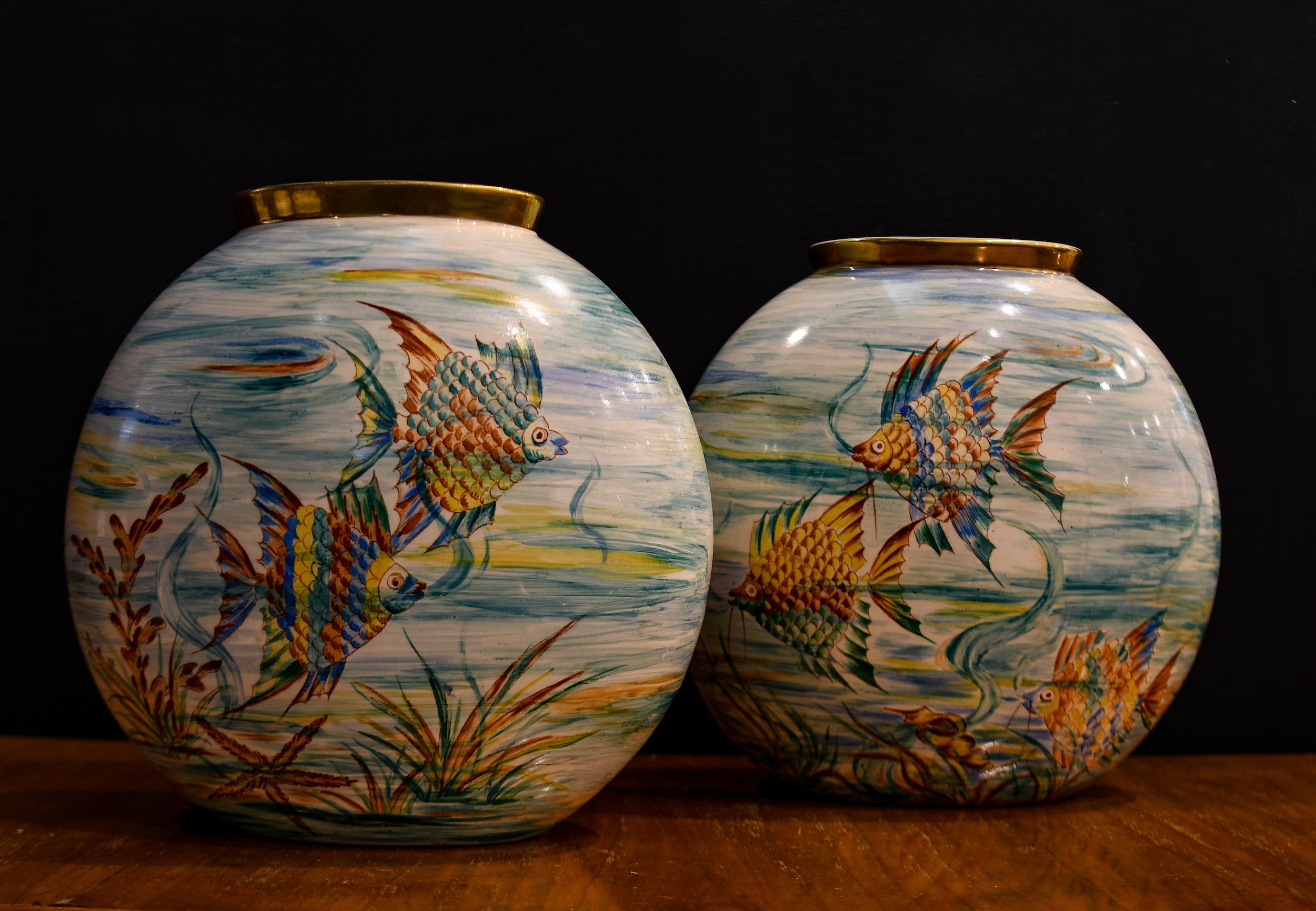 Pair of  Ceramic Vases by Guido Andlovitz for S.C.I. Levano In Excellent Condition For Sale In Roma, RM