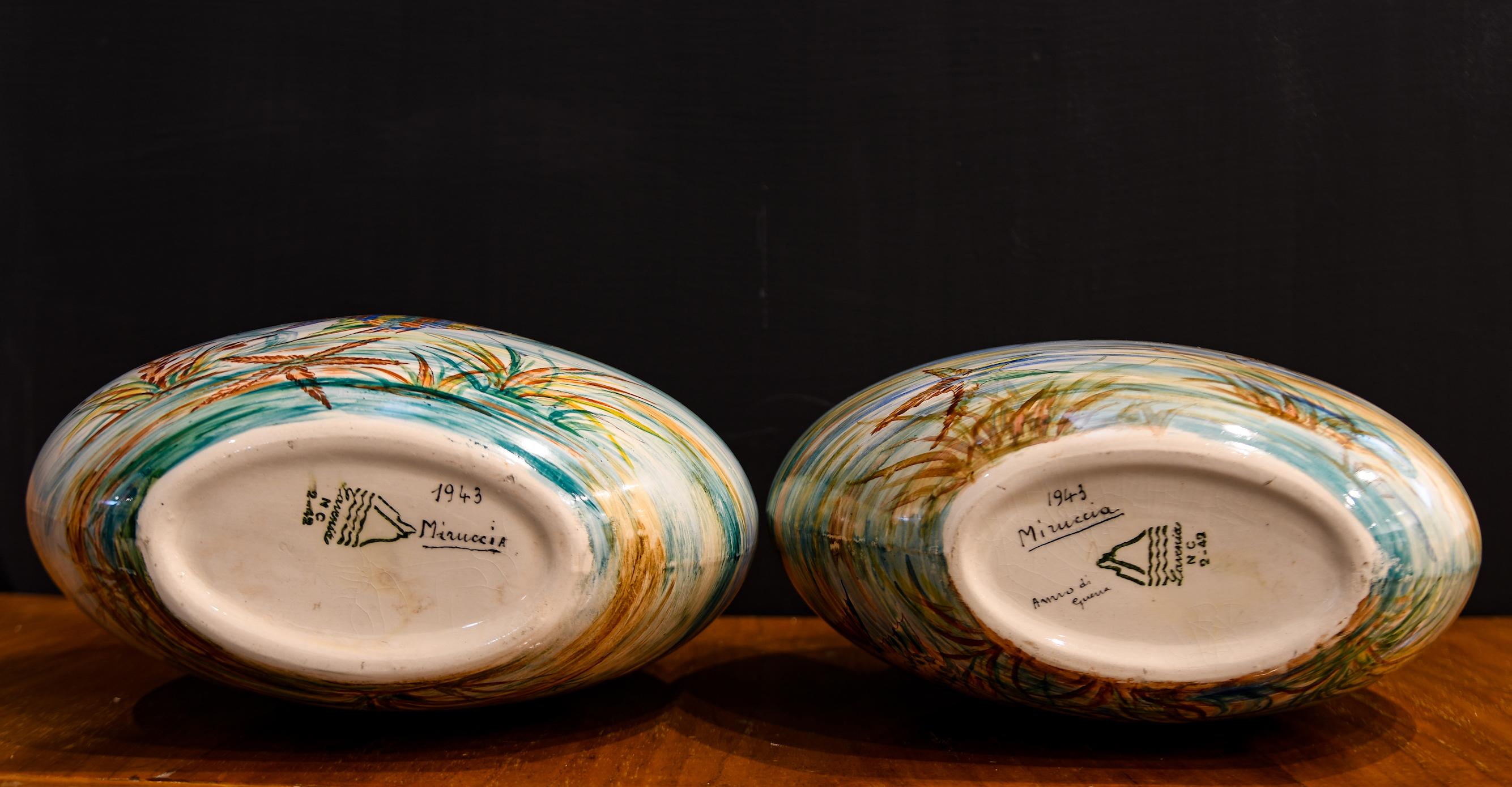 Paar von  Keramikvasen von Guido Andlovitz für S.C.I. Levano (Mitte des 20. Jahrhunderts) im Angebot