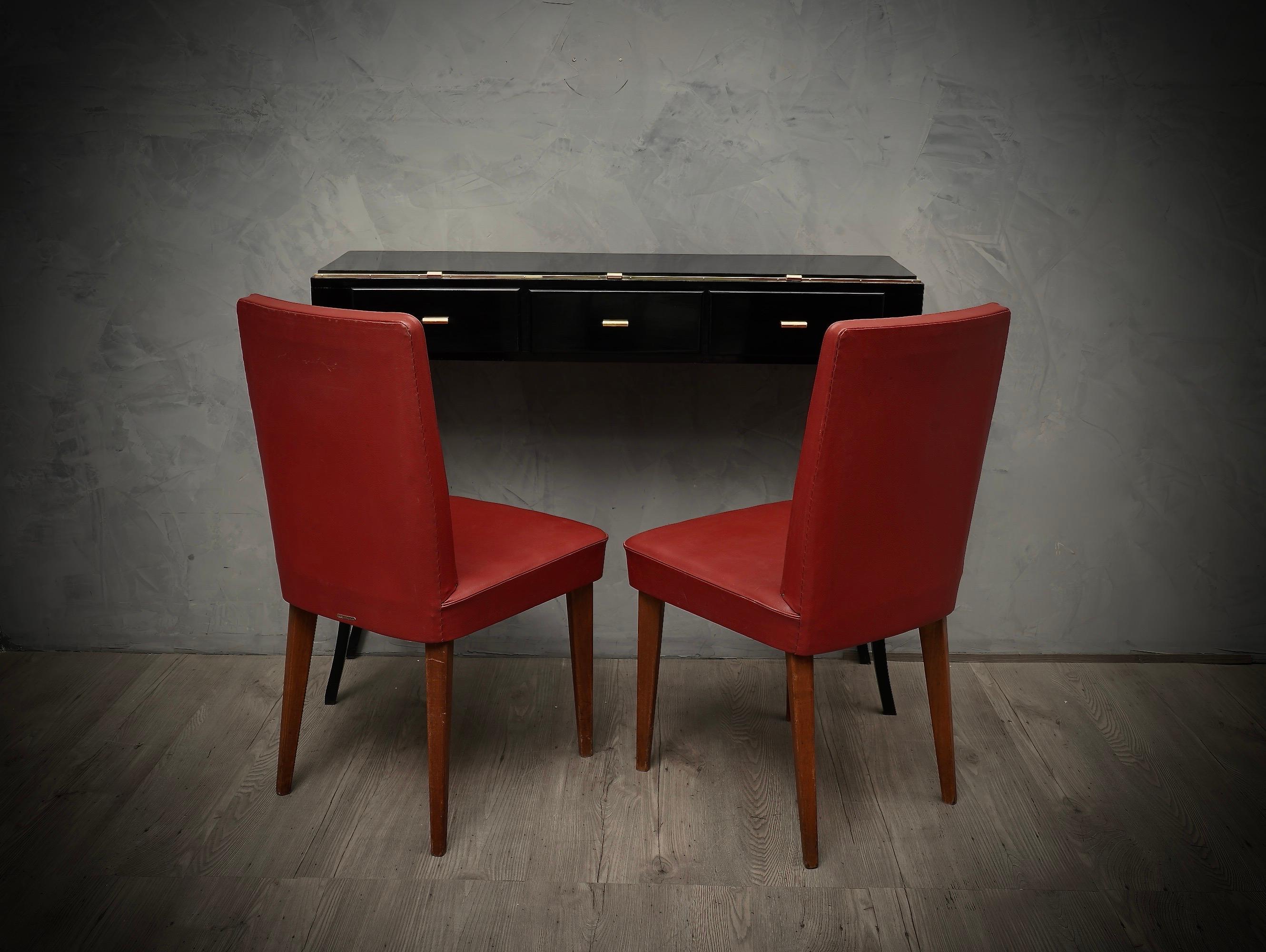 Mid-Century Modern Chaise de bureau italienne du milieu du siècle dernier en cuir rouge Anonima Castelli Bologna, 1960 en vente