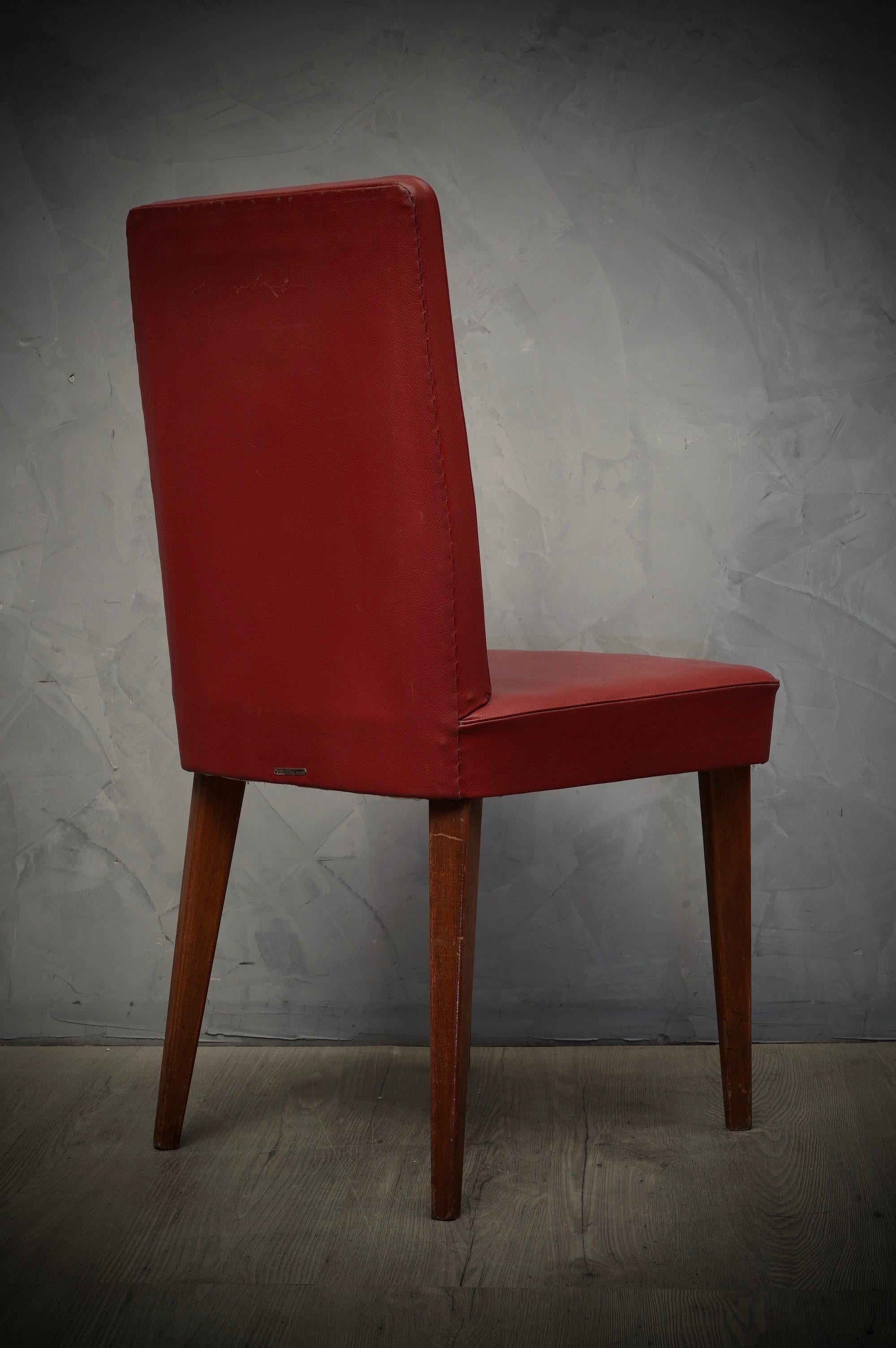 Imitation cuir Chaise de bureau italienne du milieu du siècle dernier en cuir rouge Anonima Castelli Bologna, 1960 en vente