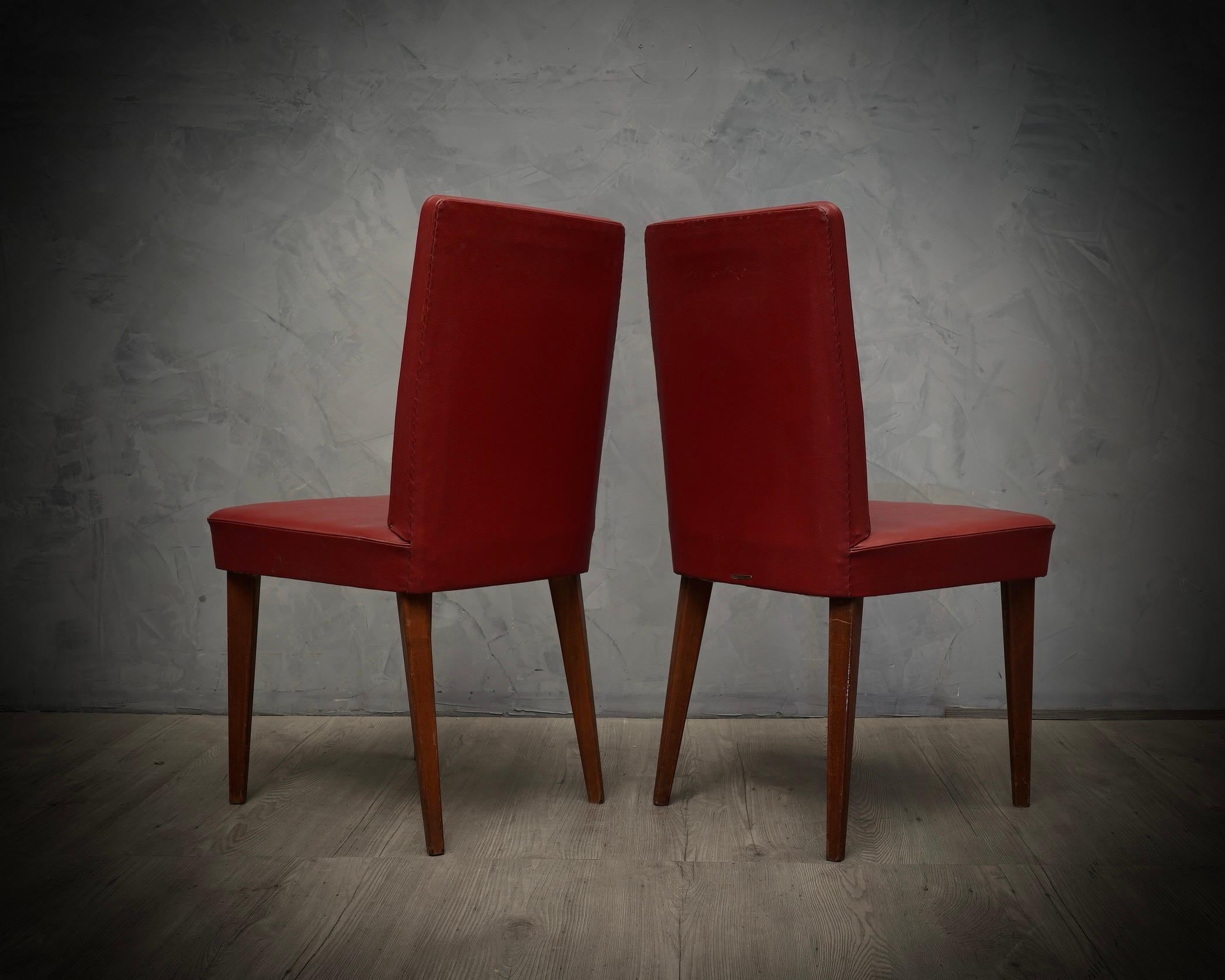 Chaise de bureau italienne du milieu du siècle dernier en cuir rouge Anonima Castelli Bologna, 1960 en vente 1