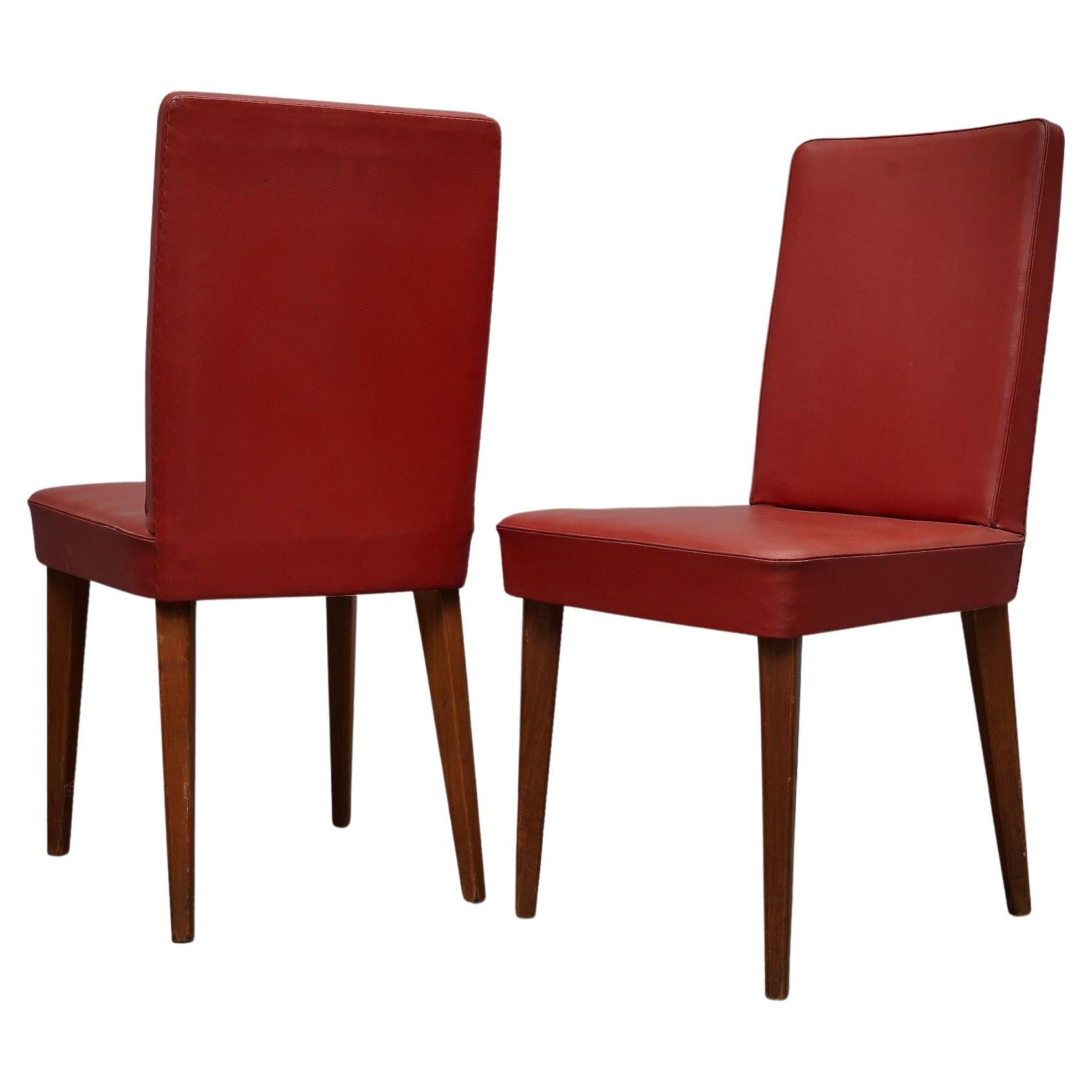 Anonima Castelli Bologna Red Leather Italian Midcentury Side Desk Chair, 1960