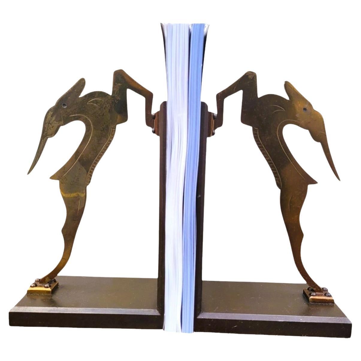 Pair Of Antelope Bookends, Bronze, 20th Century