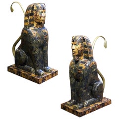 Pair of Anthony Redmile "Sphinx" Coconut Shell, Brass and Malachite