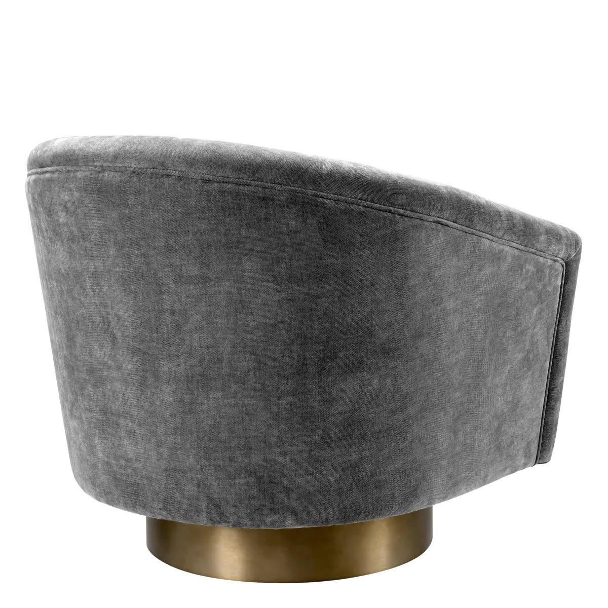 Coppia di poltrone in tessuto grigio antracite con base girevole in oro opaco. In condizioni Nuovo in vendita a Saint-Ouen, FR