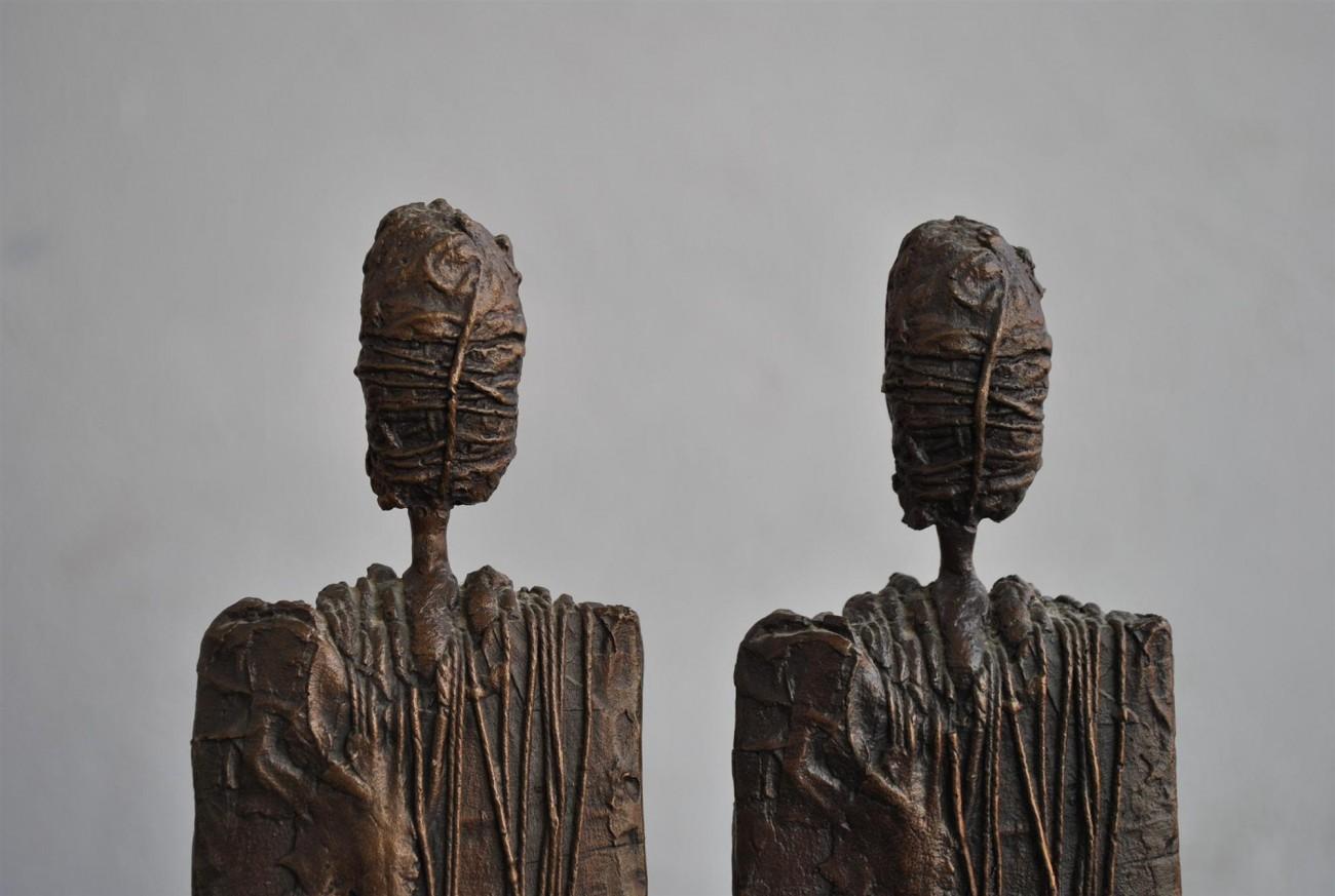 Cast Pair of Anthropomorphous Bronze by Sebastiano Fini For Sale