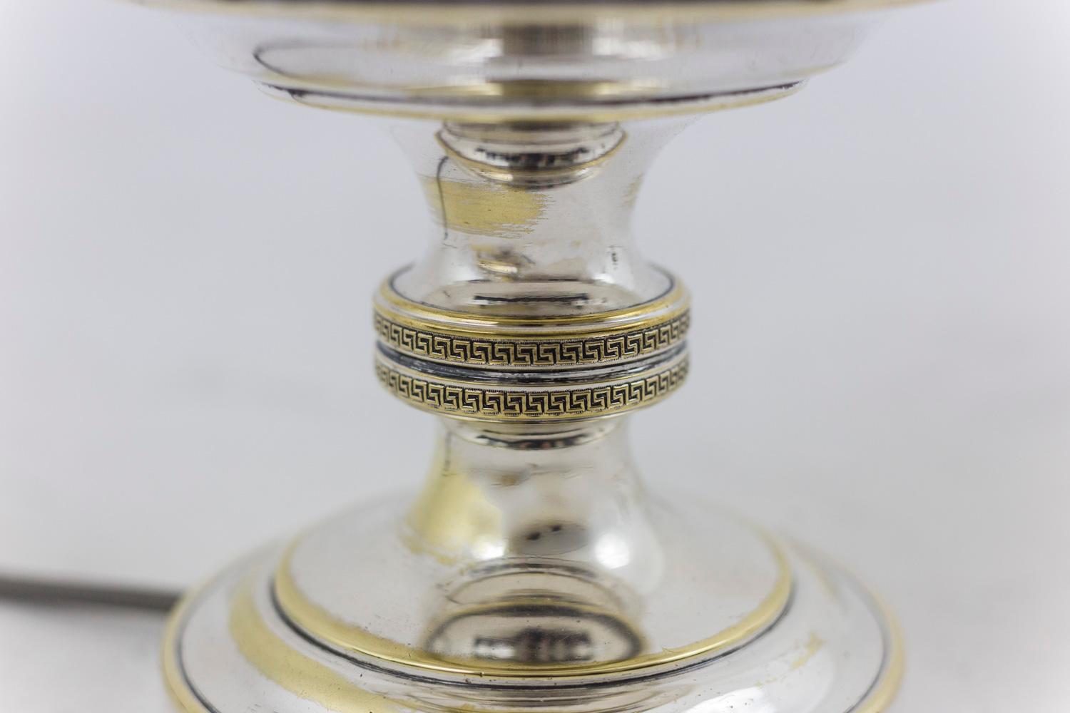 Pair of Antic Style Lamps in Silvered Metal, circa 1900 4