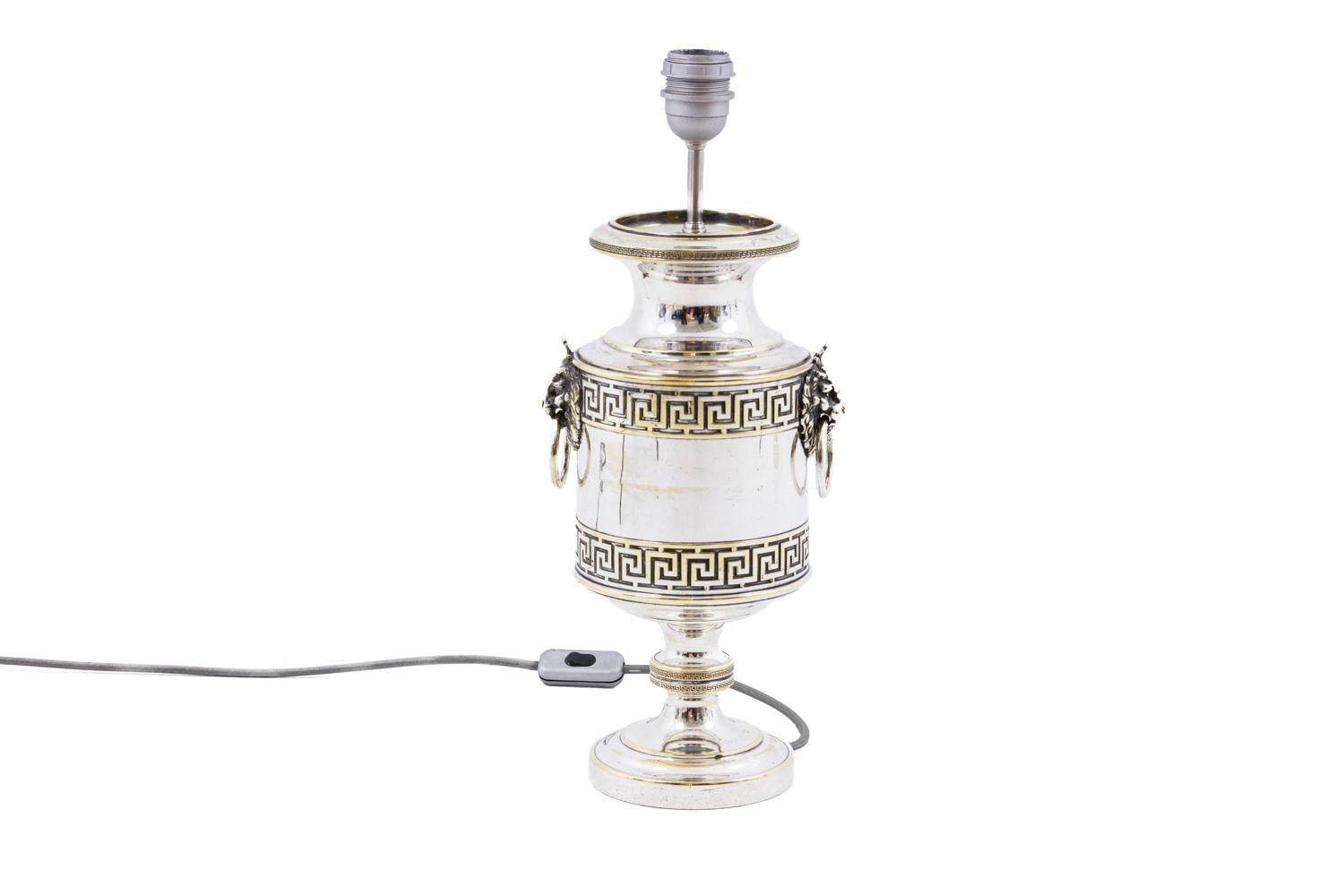 European Pair of Antic Style Lamps in Silvered Metal, circa 1900