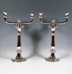 Pair Of Antiqua Vienna 2-Flame Biedermeier Silver Candle Holders, dated 1832