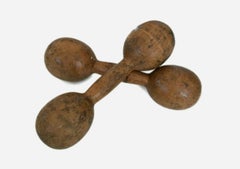 Pair of Antique 1 lb. Wood Dumbbells or Hand Weights - Unsigned - Circa 1900