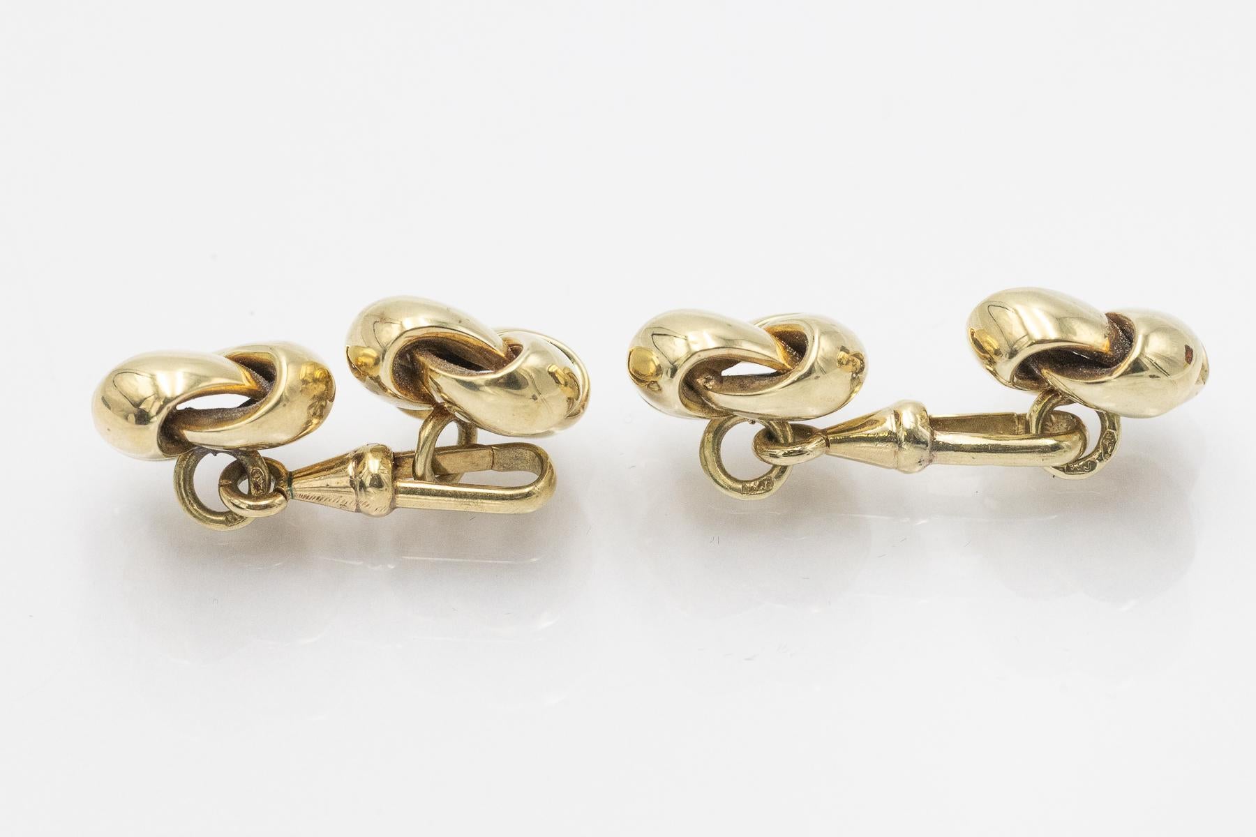 Coppia di gemelli antichi in oro 14k, Austria-Ungheria 1872-1922. In condizioni buone in vendita a Chorzów, PL