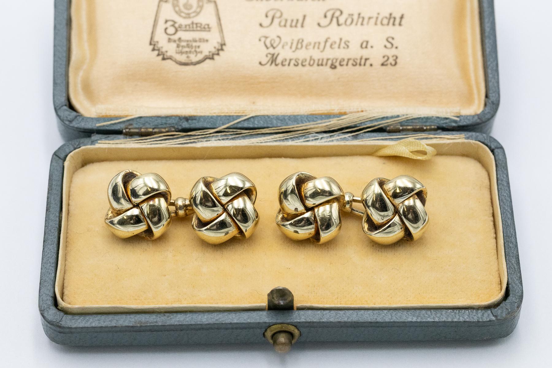 Uomo Coppia di gemelli antichi in oro 14k, Austria-Ungheria 1872-1922. in vendita