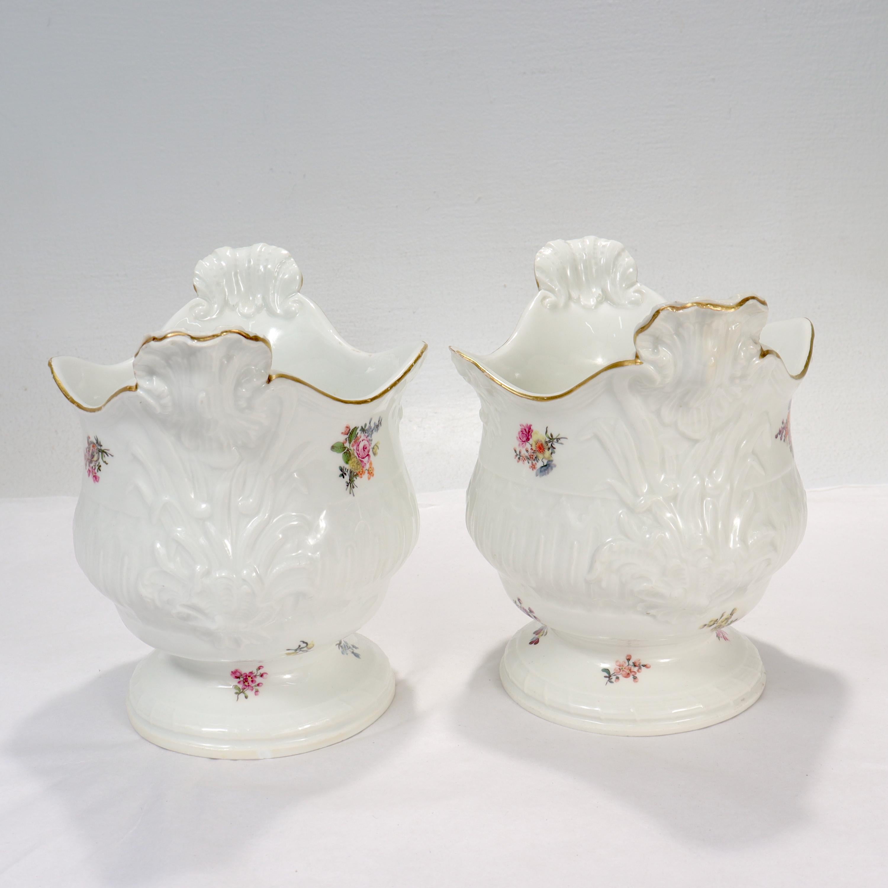 Paar antike Meissen Porcelain Übertöpfe oder Blumentöpfe aus dem 18. und 19. (Handbemalt) im Angebot
