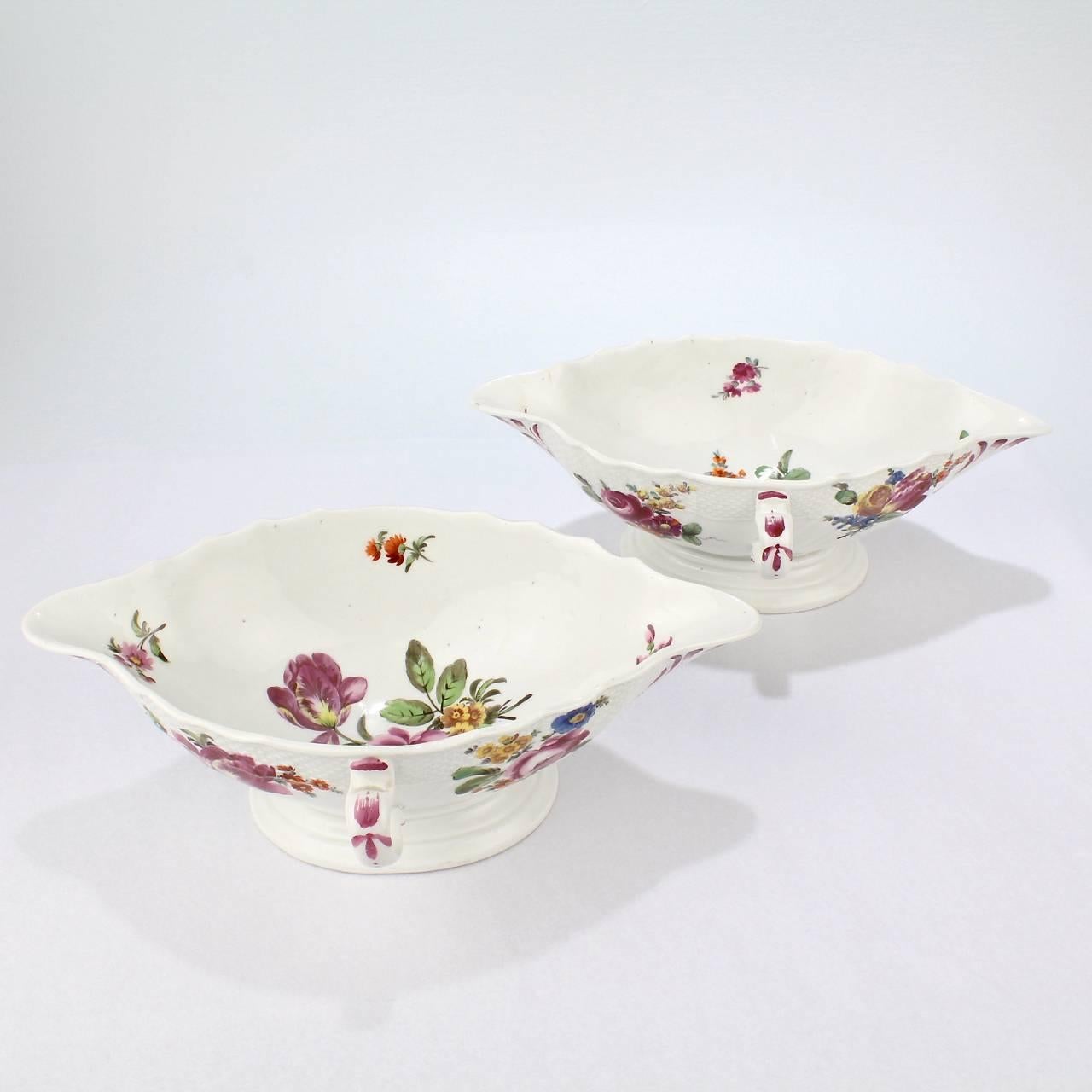 Austrian Pair of Antique 18th Century Imperial Vienna Porcelain Sauce or Gravy Boats For Sale