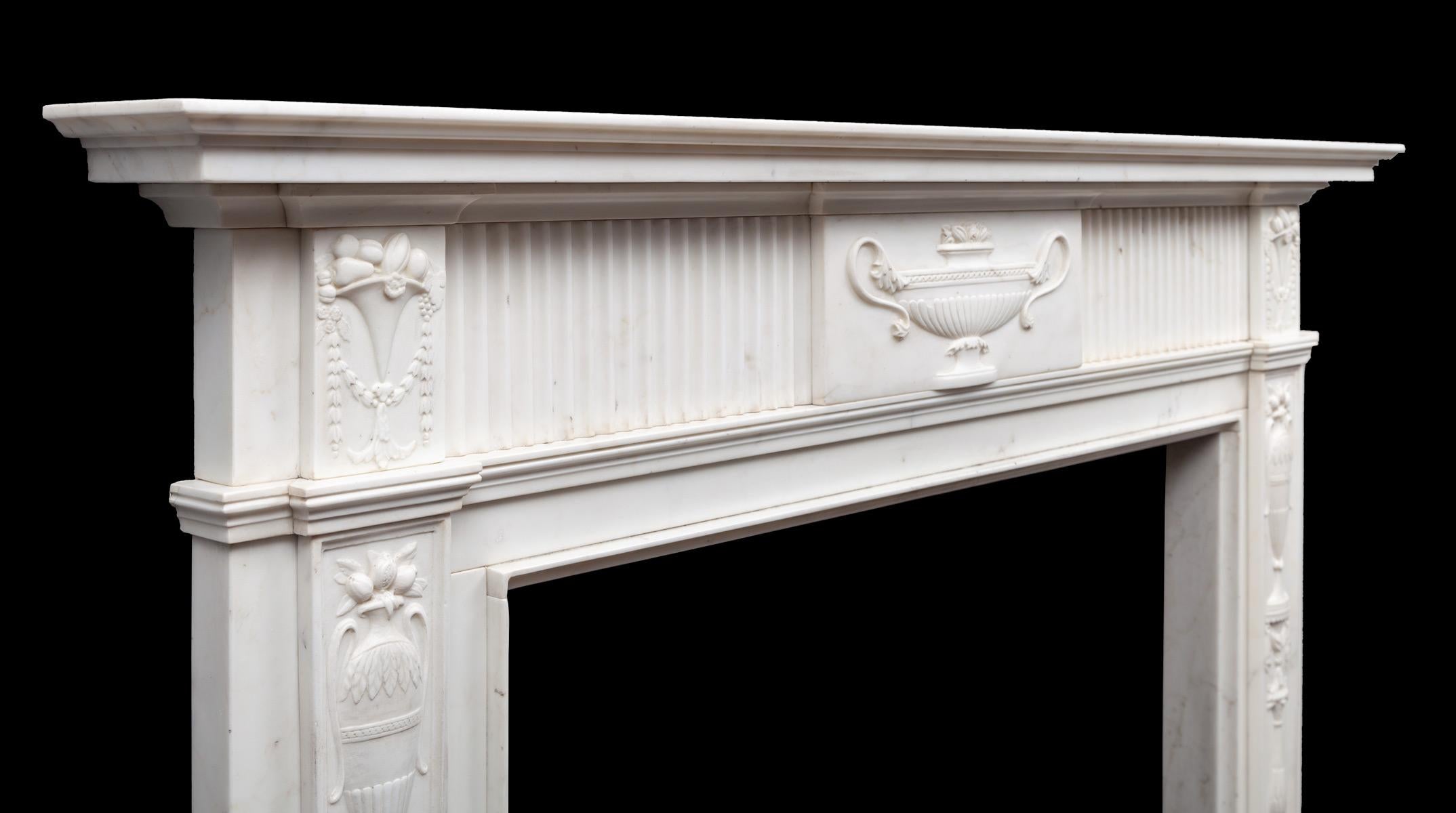 Georgian Pair of Antique 18th Century Neo-Classical Marble Fireplaces For Sale