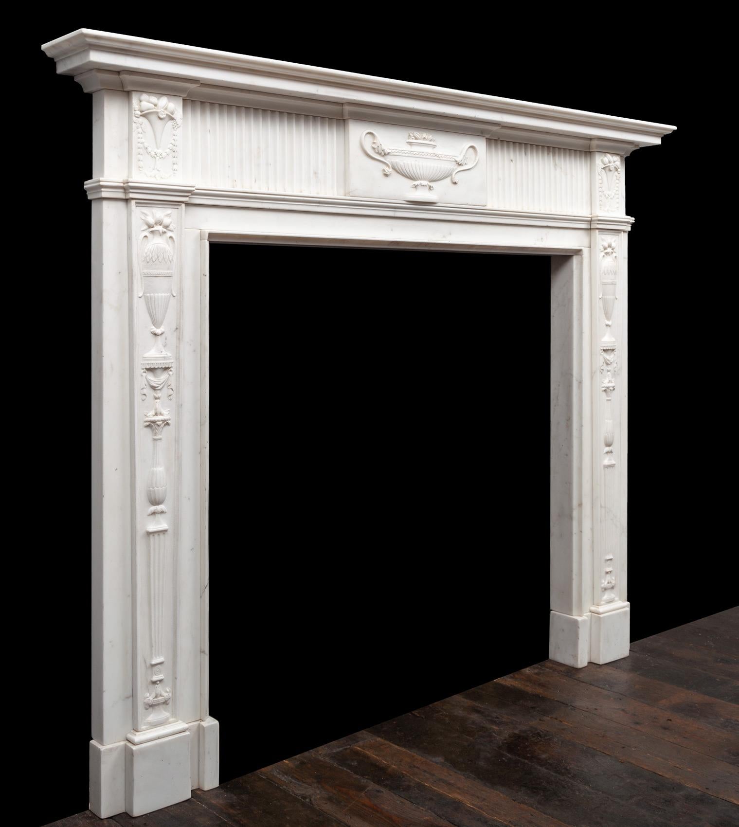 Irish Pair of Antique 18th Century Neo-Classical Marble Fireplaces For Sale