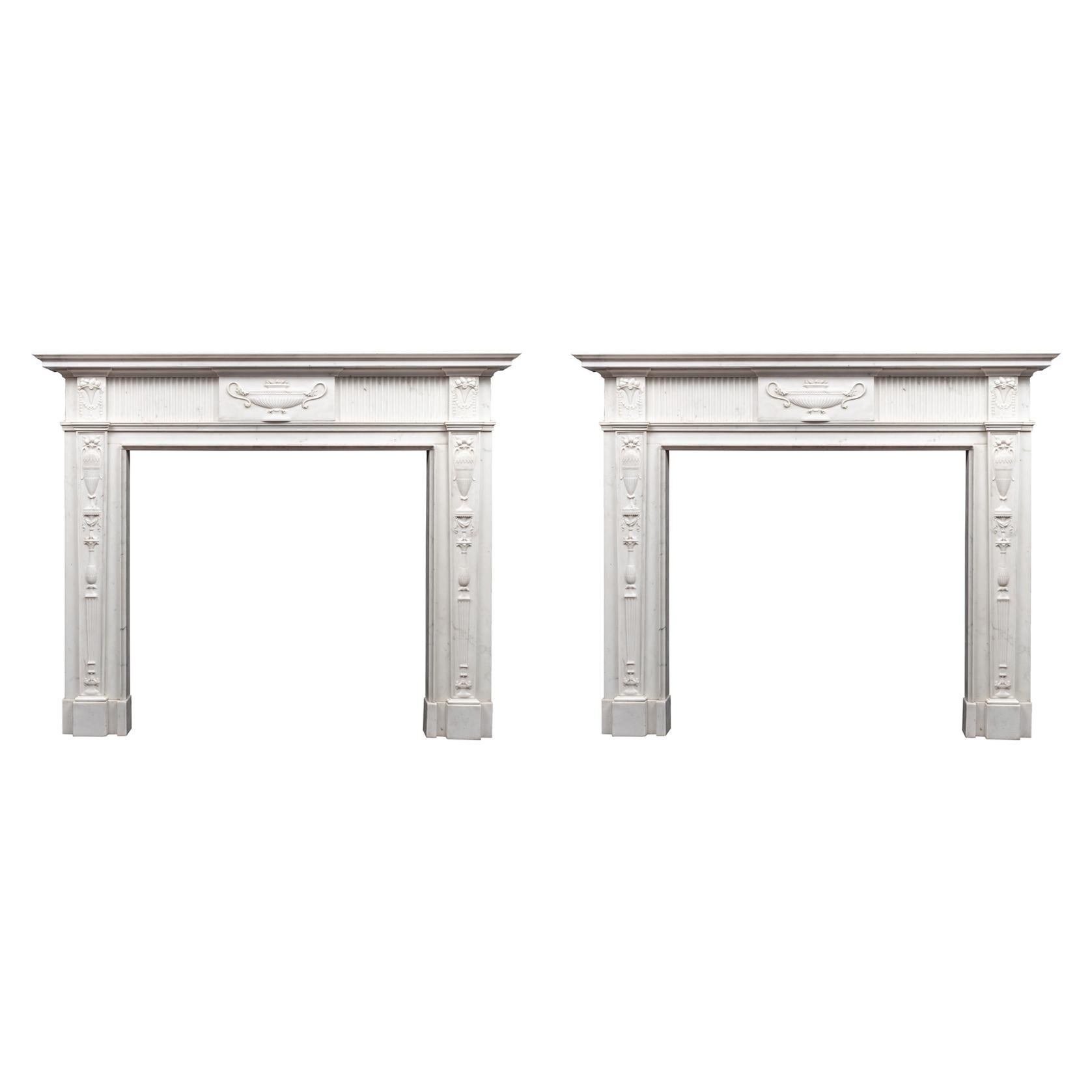 Pair of Antique 18th Century Neo-Classical Marble Fireplaces