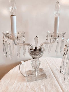 Pair of Antique 1920's Crystal Lamps