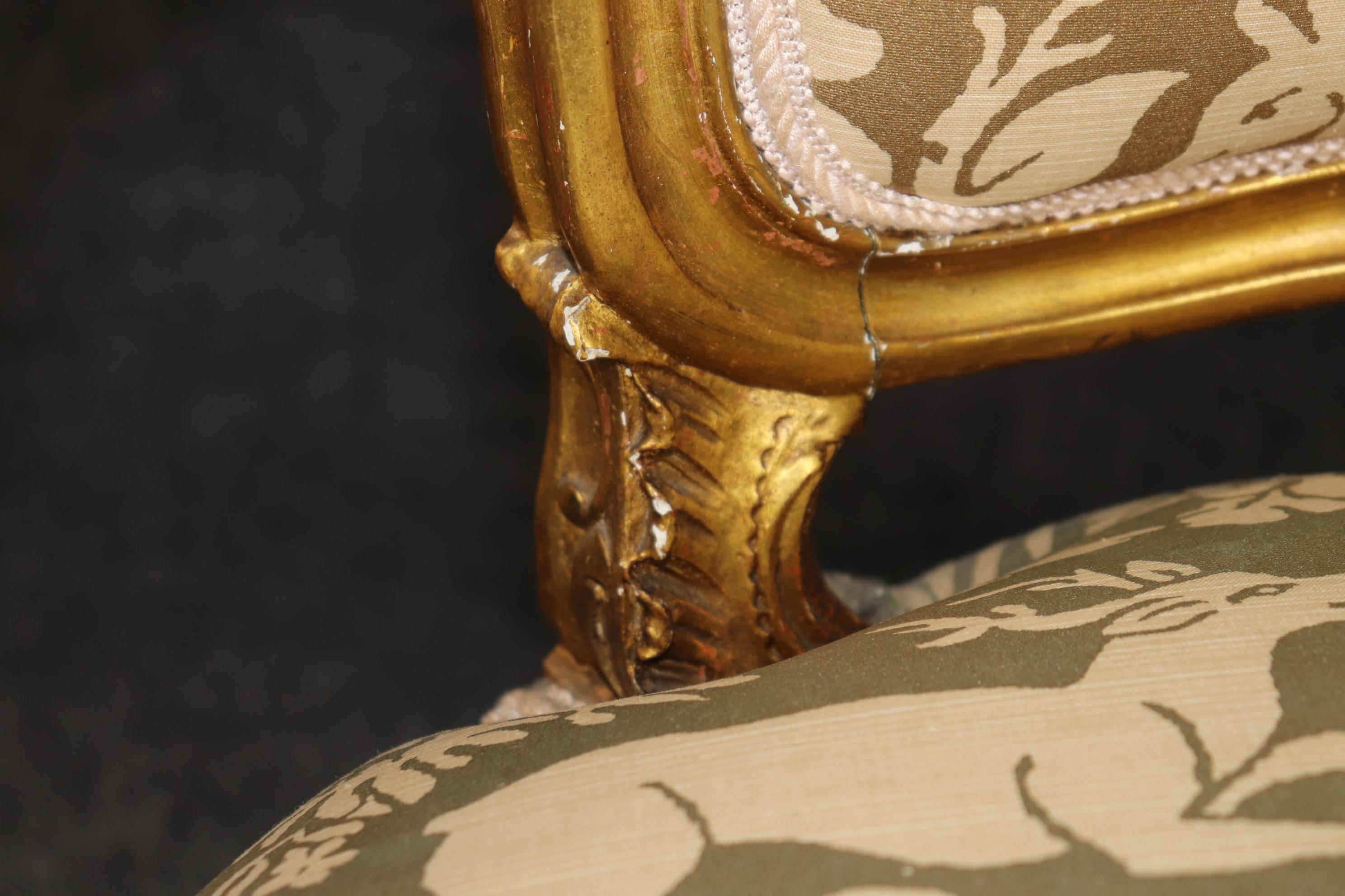Pair of Antique 1920s Era French Louis XV Style Giltwood Armchairs Animal Print For Sale 5