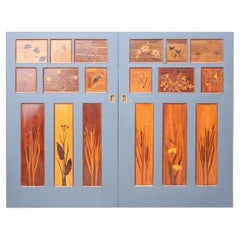 Pair of Used 1930s Marquetry Sliding Doors