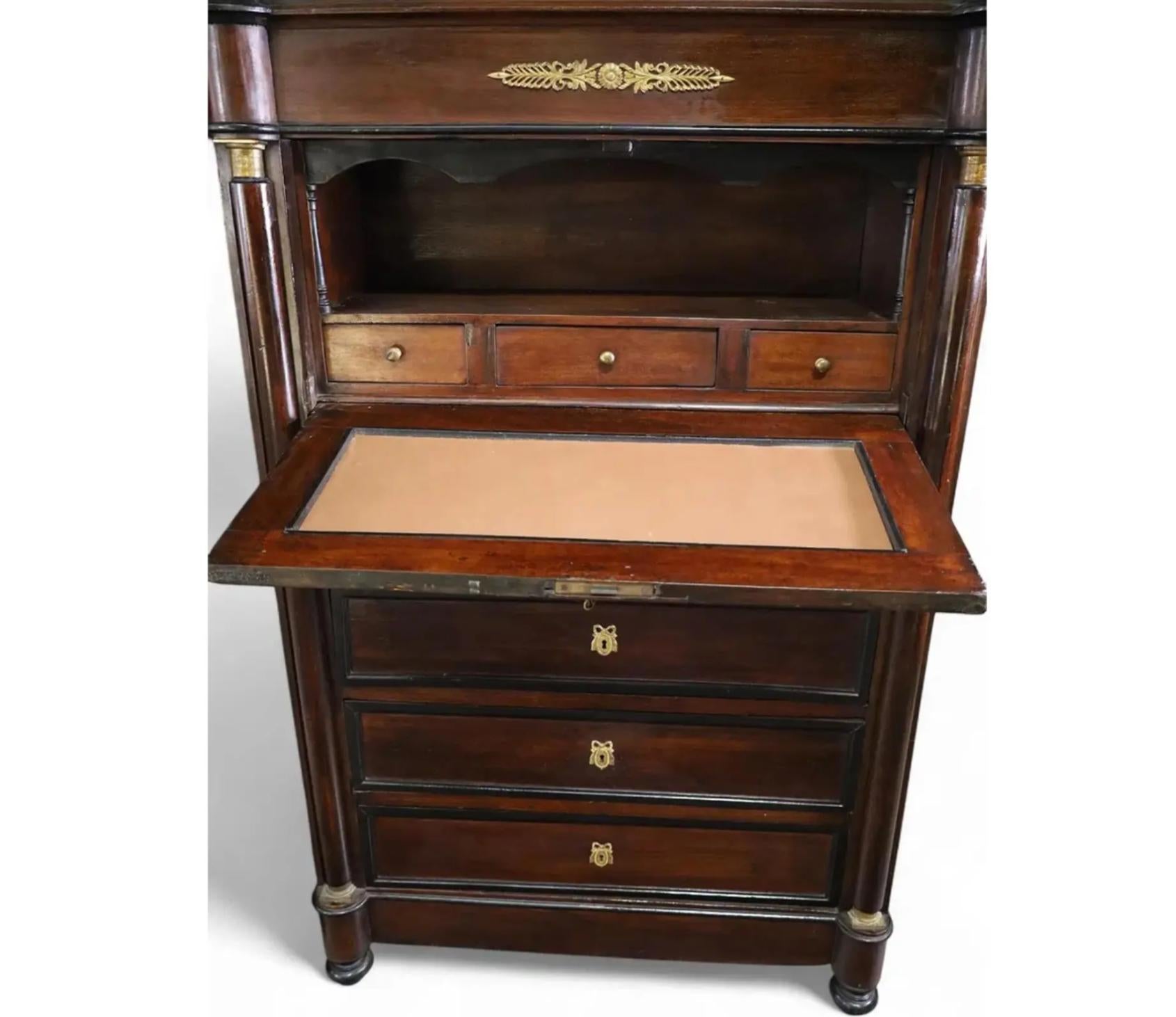 French Pair of Antique 19th C Empire Drop Front Desk Secretaries For Sale