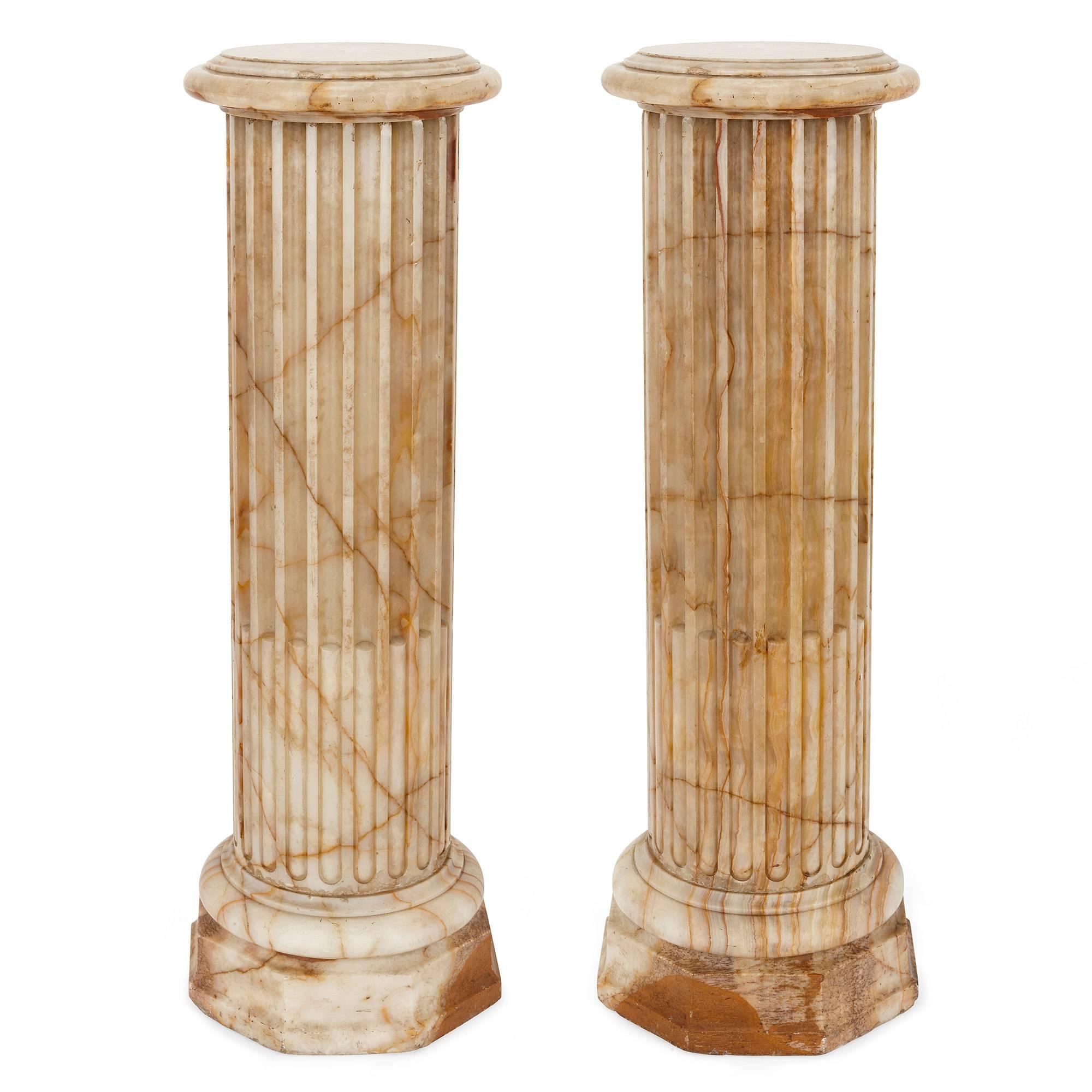 Pair of Antique 19th Century Alabaster Pedestals