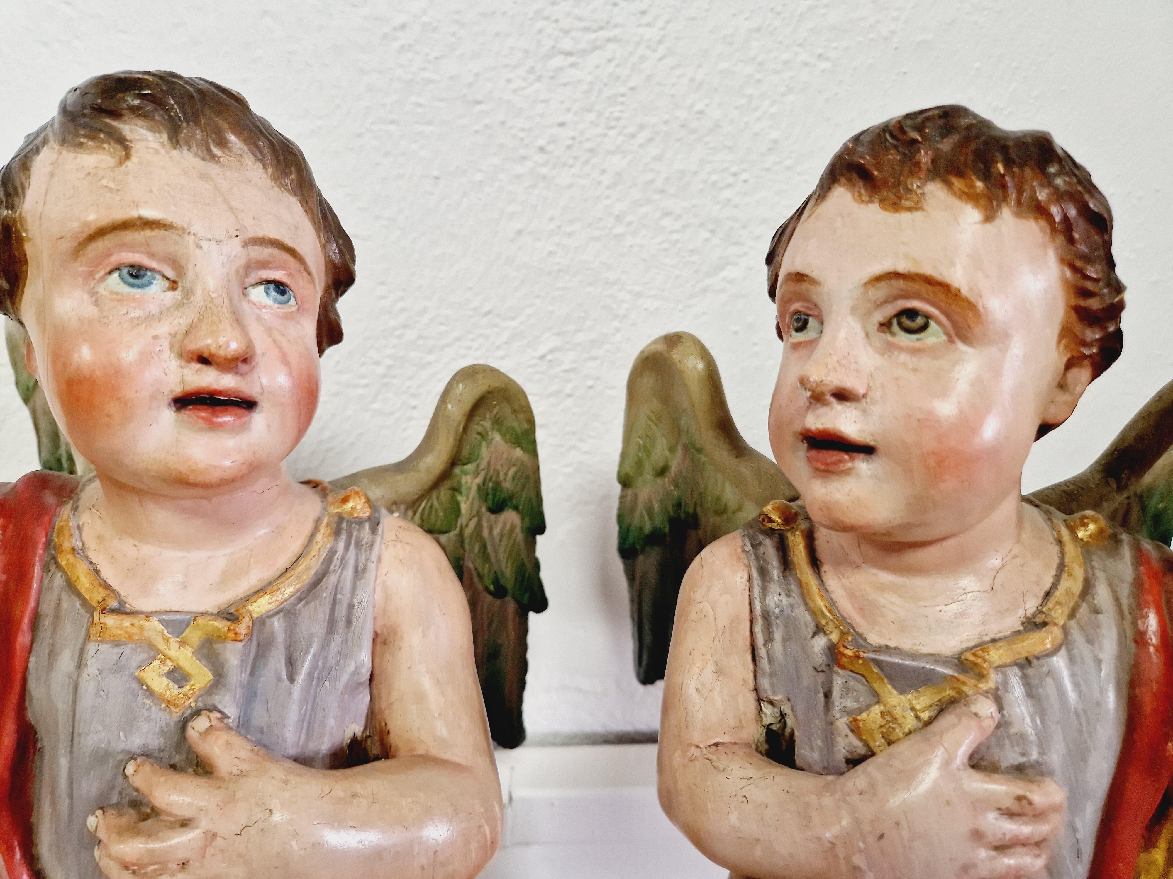 Pair of Antique 19th Century Angel Torch Holders For Sale 5