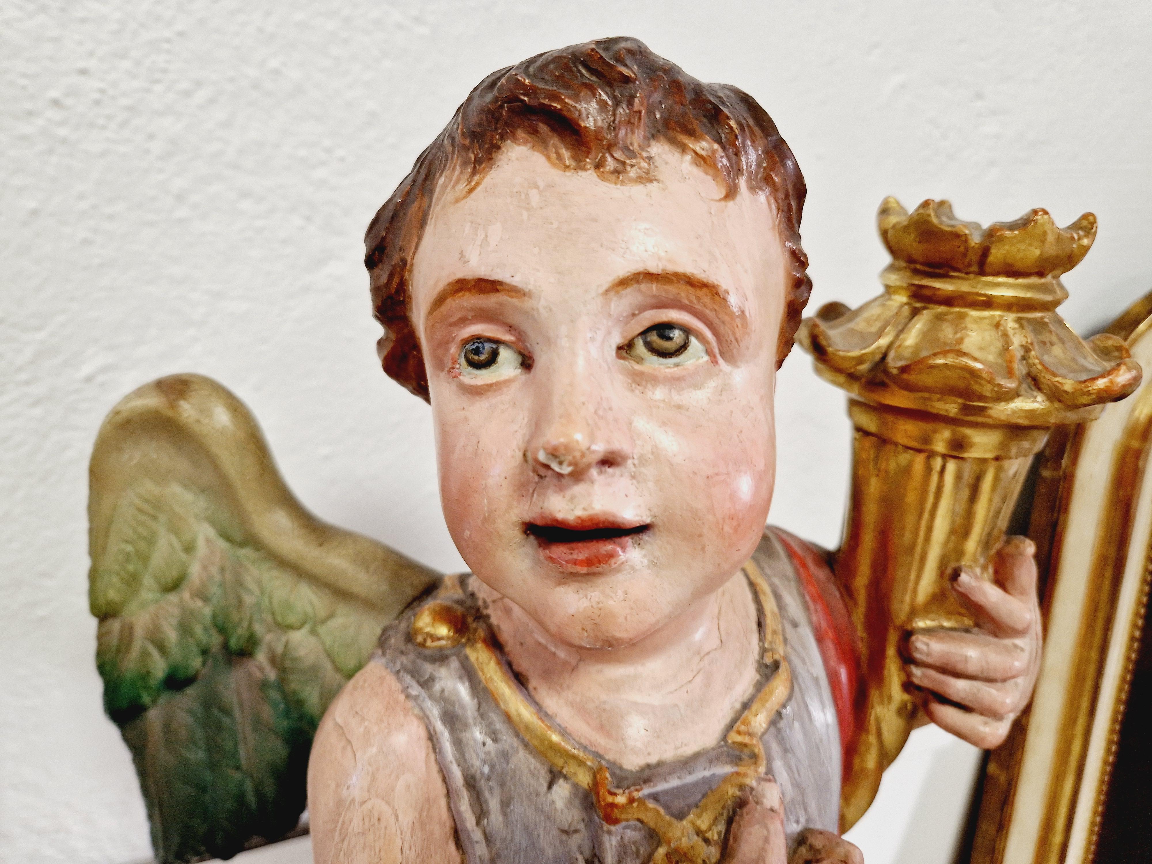 Pair of Antique 19th Century Angel Torch Holders In Good Condition For Sale In Buxton, GB