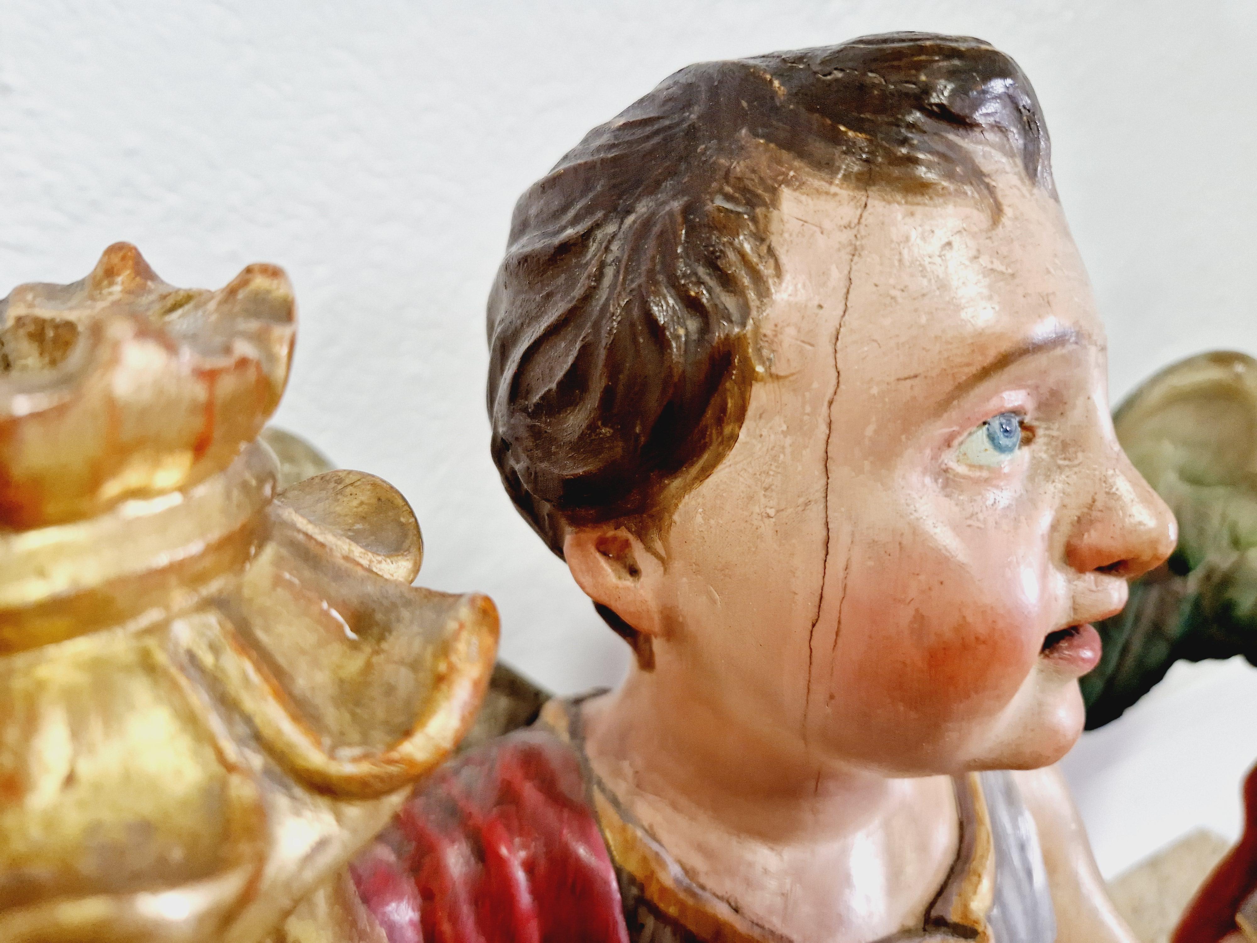Pair of Antique 19th Century Angel Torch Holders For Sale 1