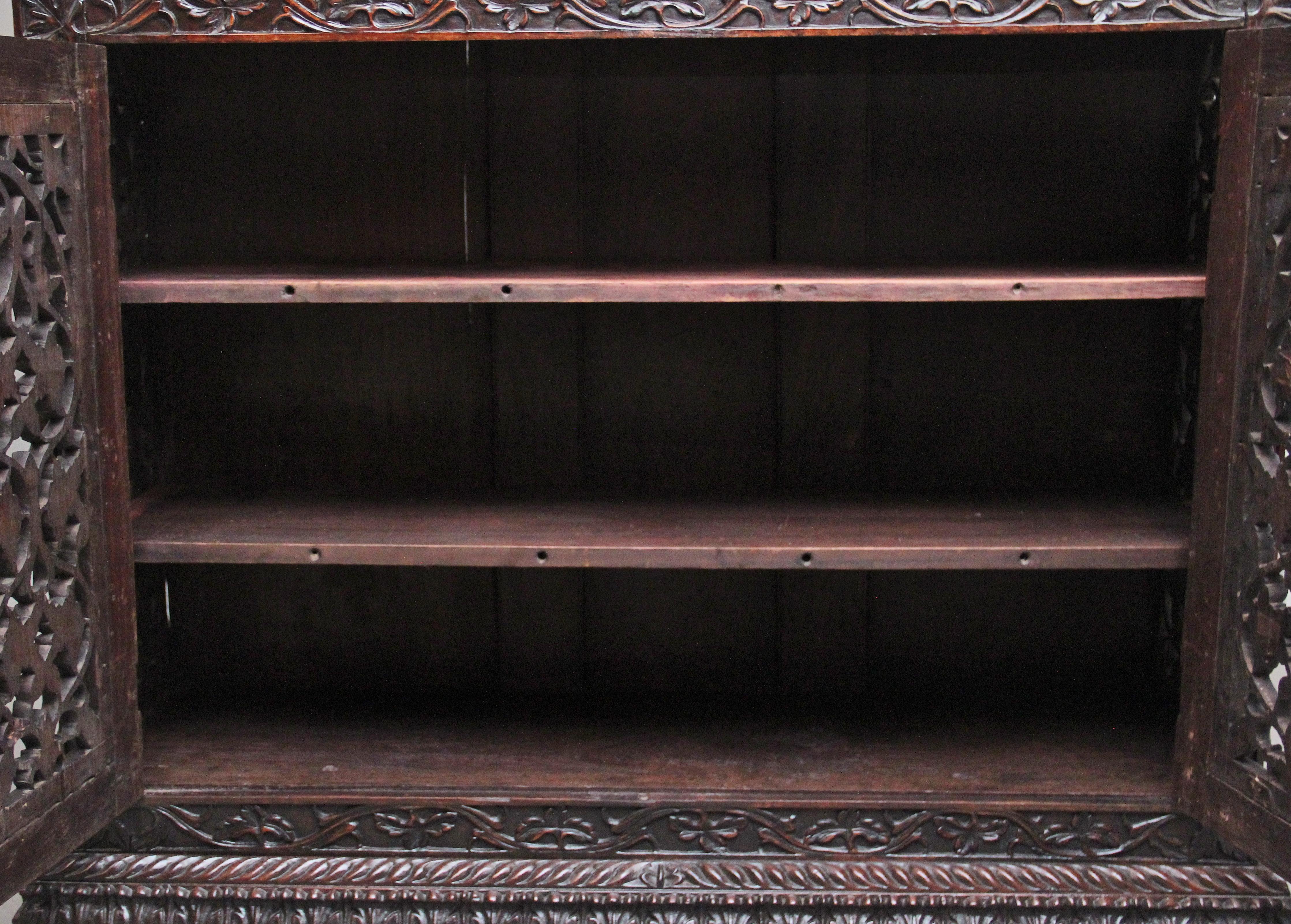 Pair of Antique 19th Century Anglo-Indian Carved Cabinets 12