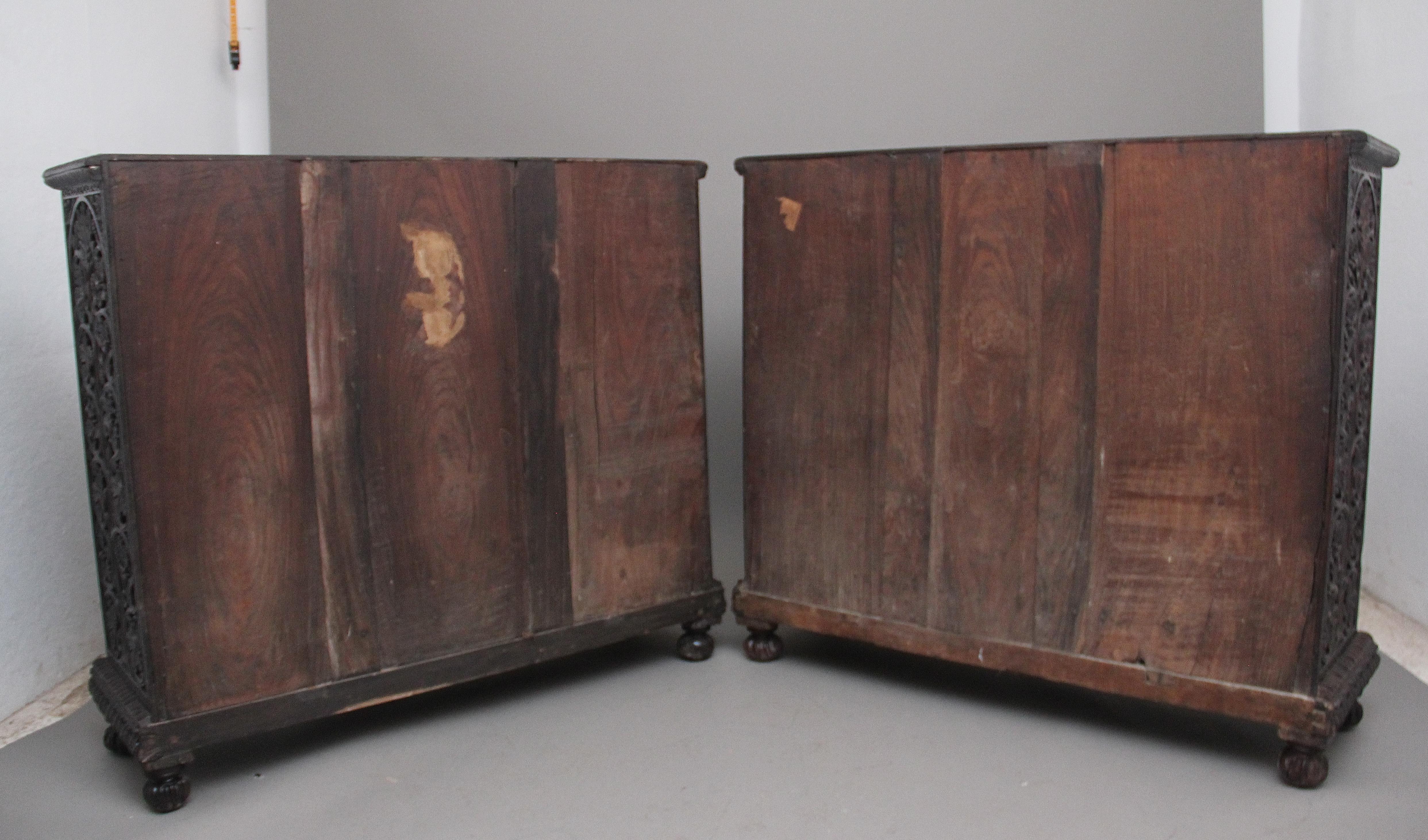 Pair of Antique 19th Century Anglo-Indian Carved Cabinets 2