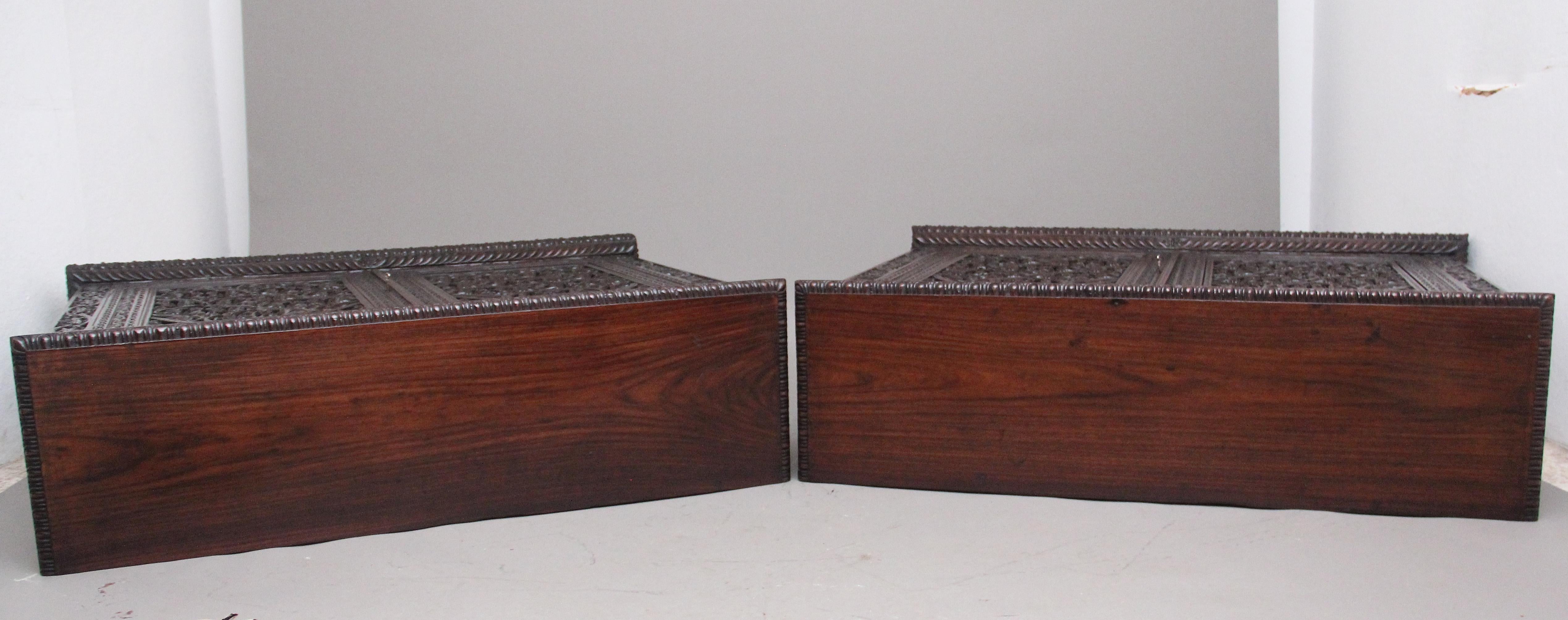 Pair of Antique 19th Century Anglo-Indian Carved Cabinets 5