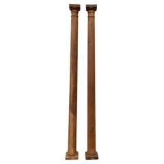Pair of Antique 19th Century Architectural Doric Turned Wooden Columns