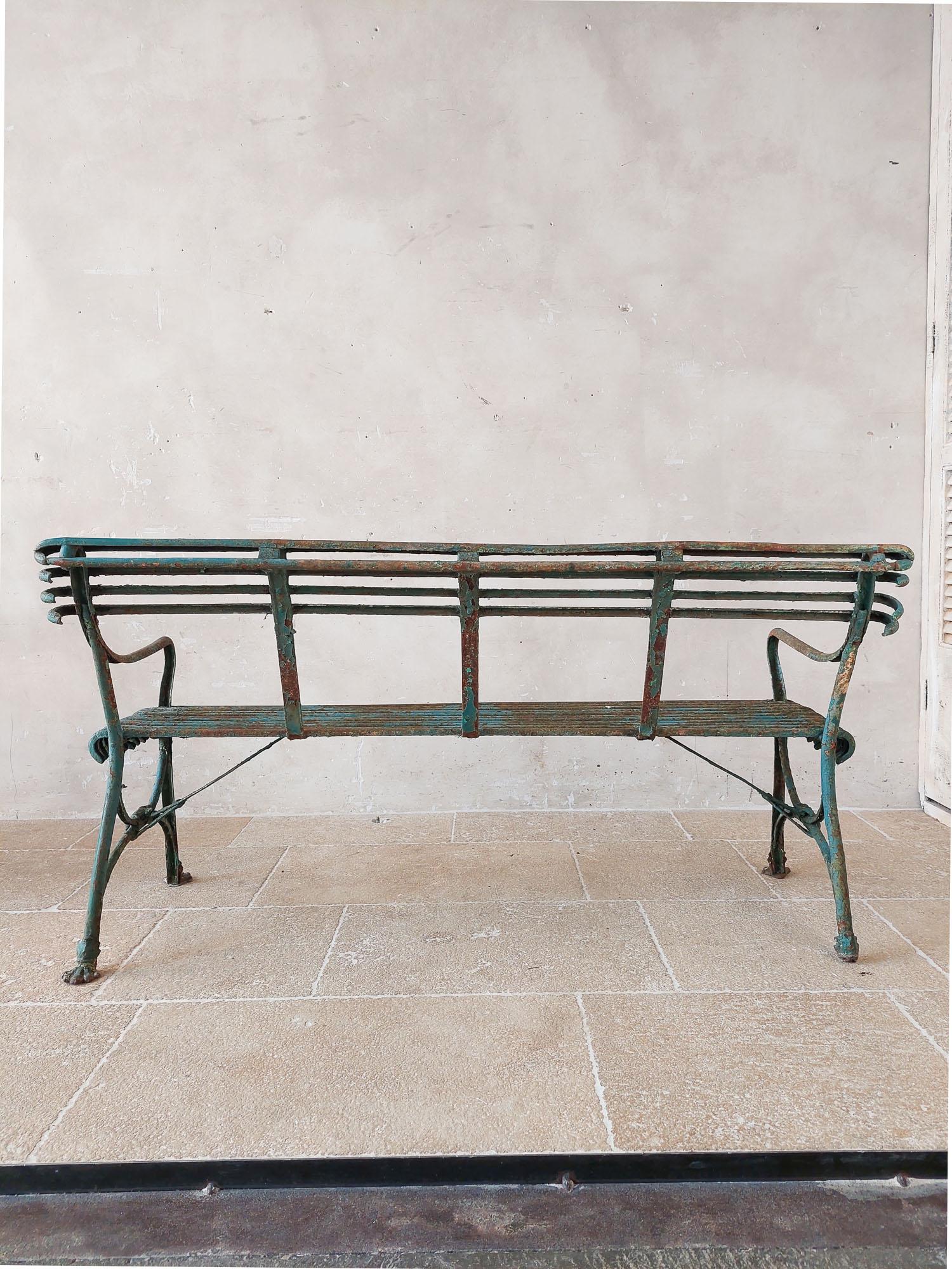 Pair of Antique 19th Century Arras Iron Garden Benches  For Sale 3