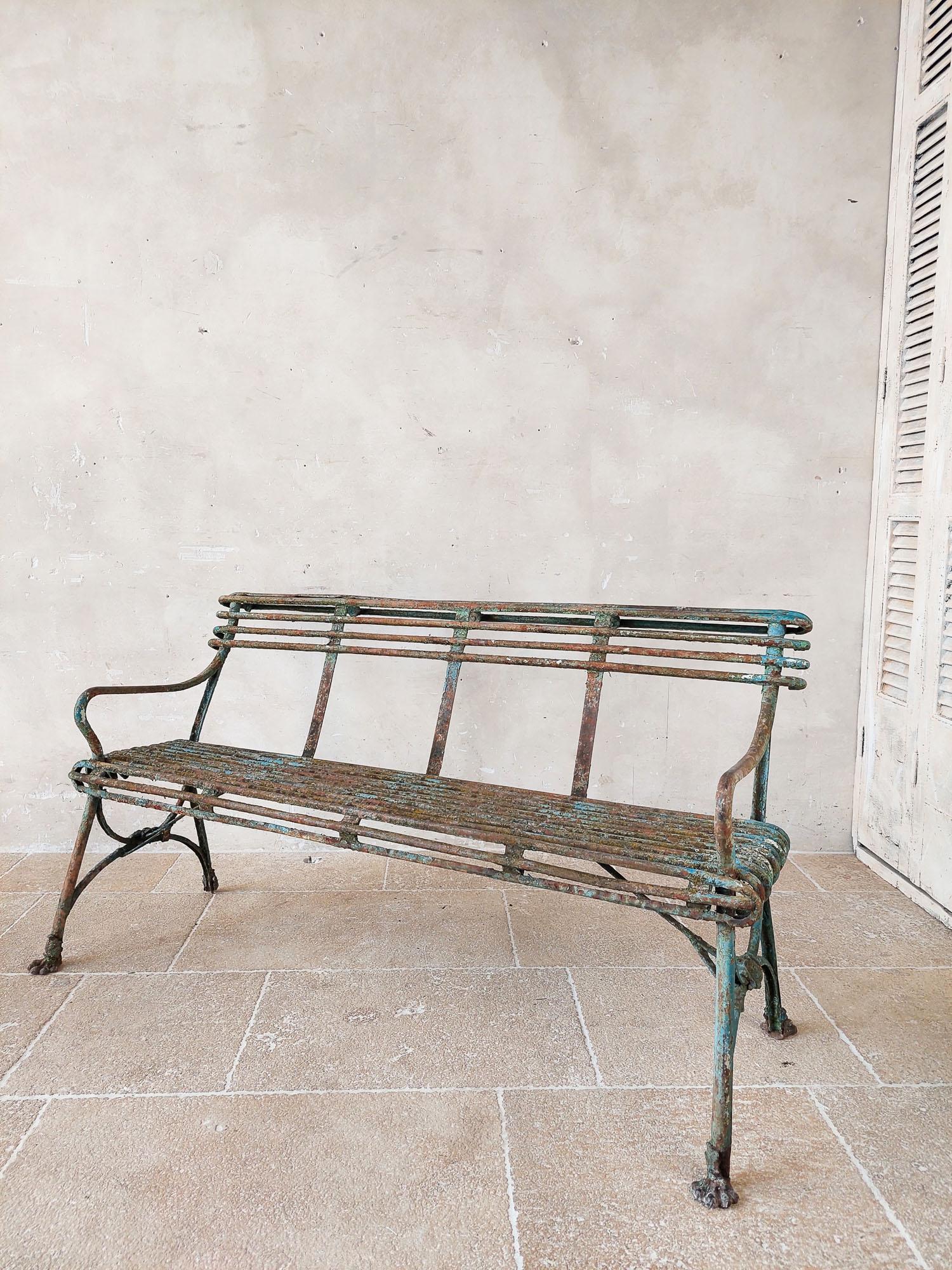 Pair of Antique 19th Century Arras Iron Garden Benches  For Sale 1