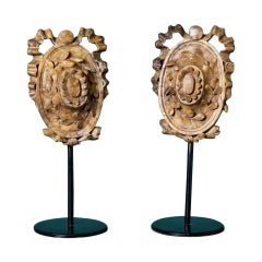 Pair of Antique 19th Century Breccia Marble Appliqués