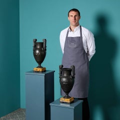 Pair of Antique 19th Century Bronze Apulian Style Urns