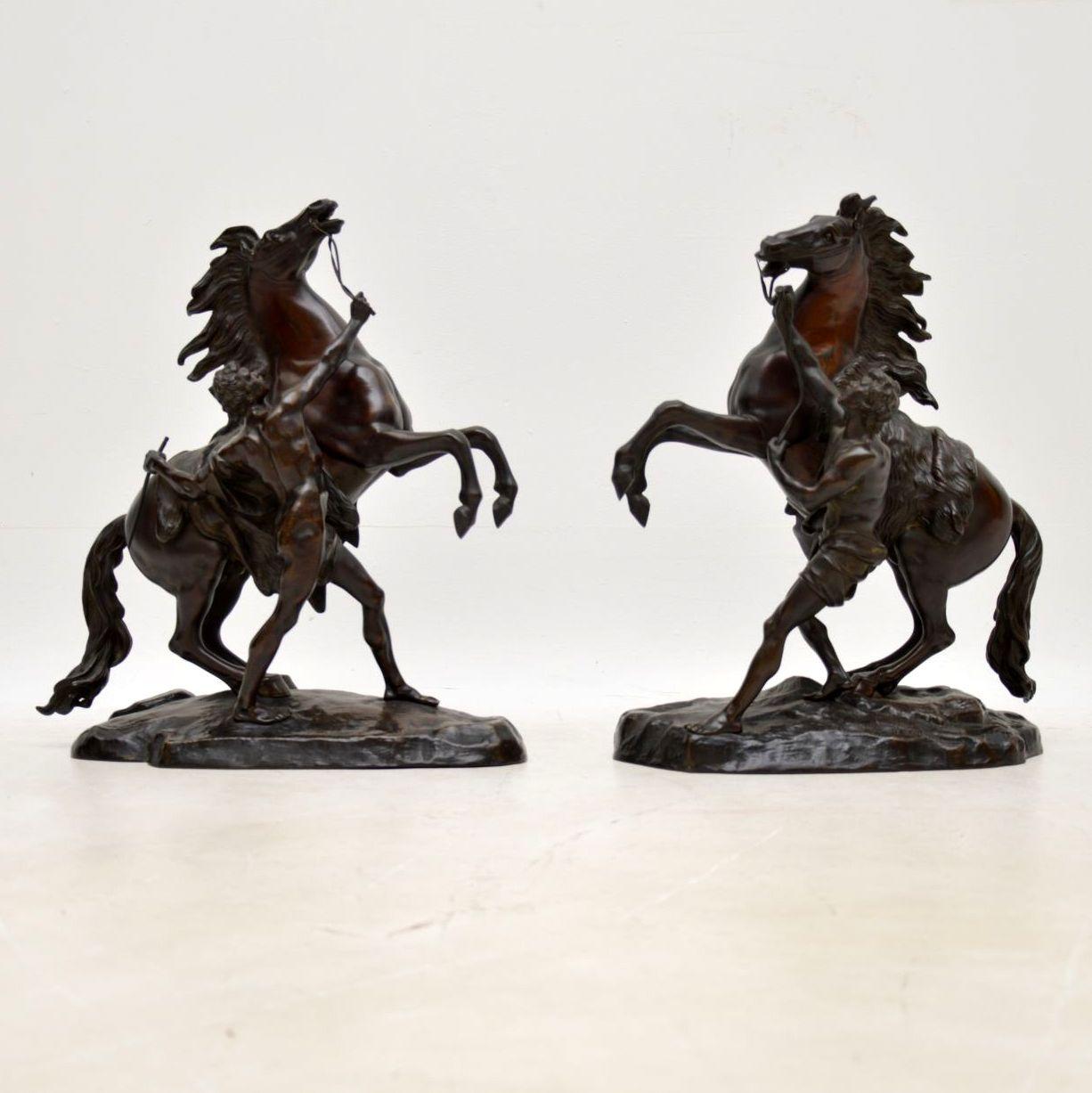 Pair of Antique 19th Century Bronze Sculptures by Guillaume Coustou 6