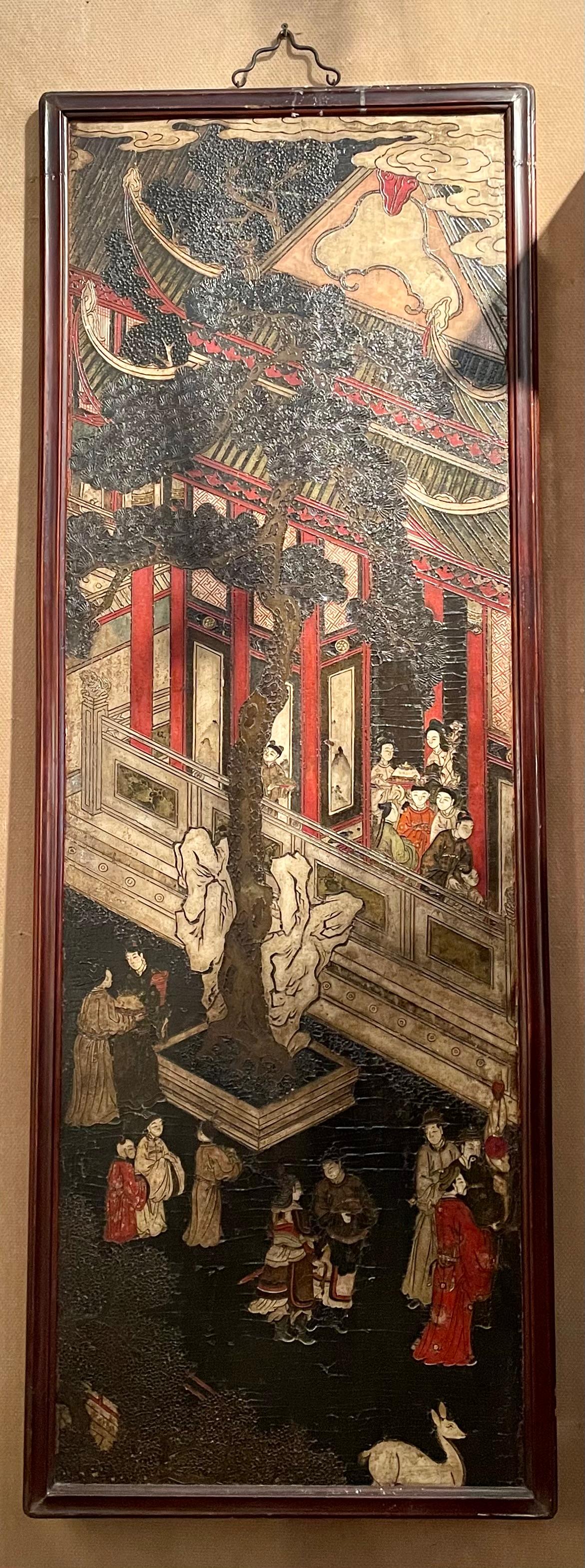 Pair of Antique 19th Century Chinese Lacquer Coromandel Panels.