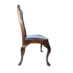 Pair of Antique 19th Century English Queen Anne Burled Walnut Side Chairs.