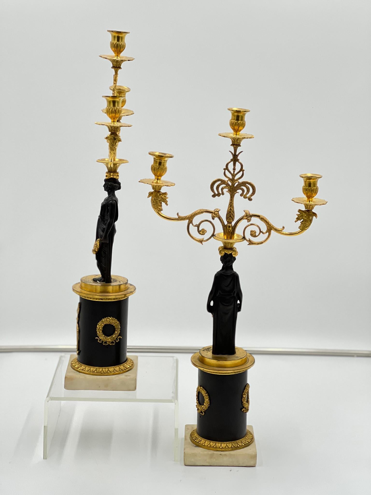 Early 19th Century English Regency Ormolu and Marble Candelabra. Gorgeous piece.