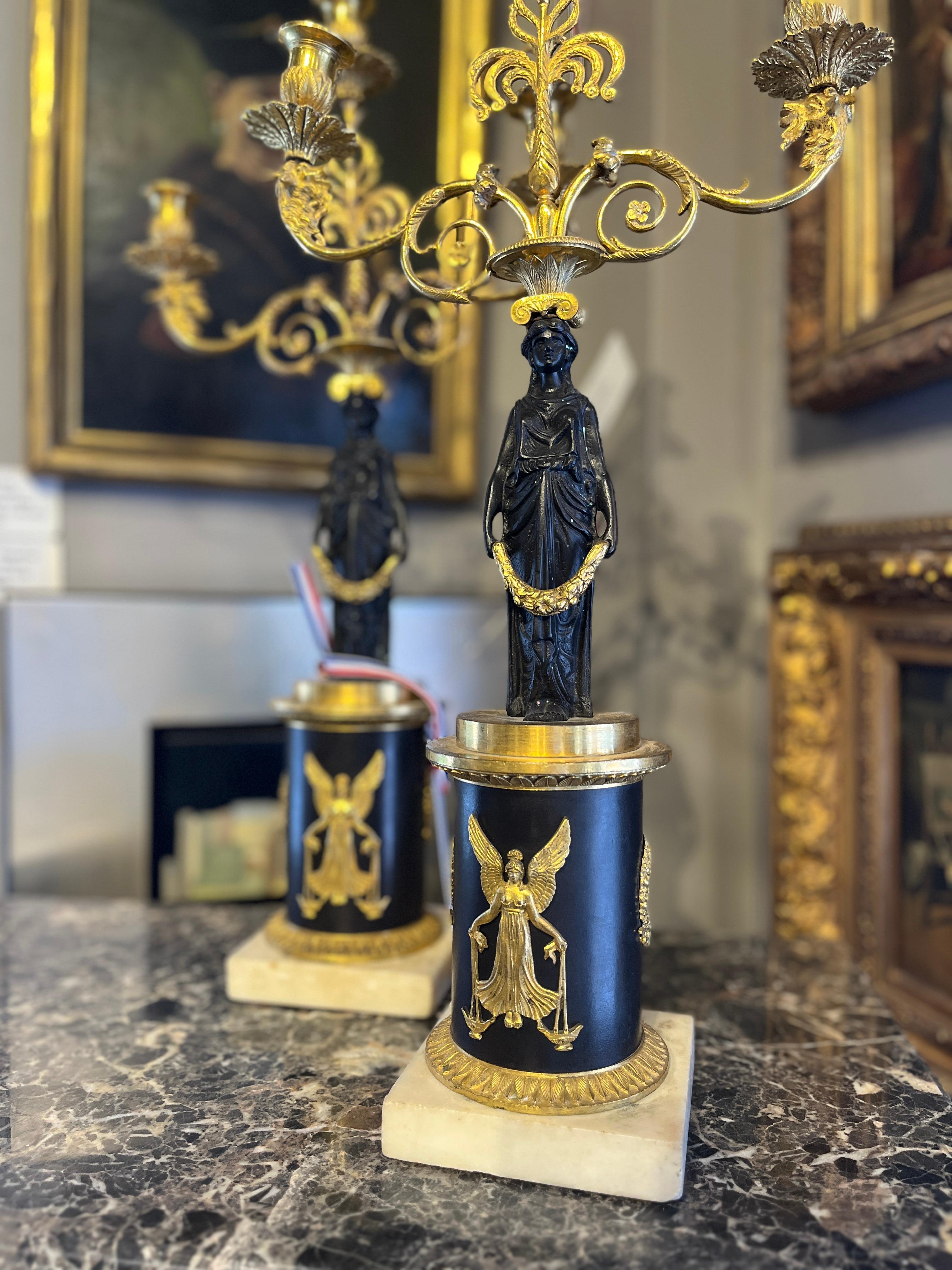 Pair of Antique 19th Century English Regency Candelabra In Good Condition For Sale In Scottsdale, AZ
