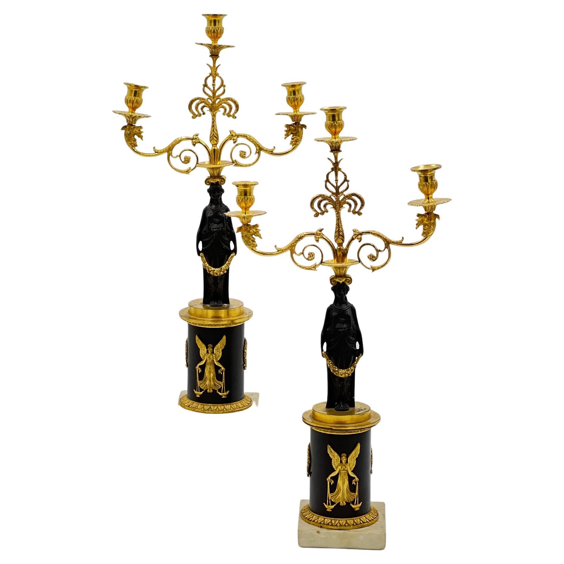 Pair of Antique 19th Century English Regency Candelabra For Sale