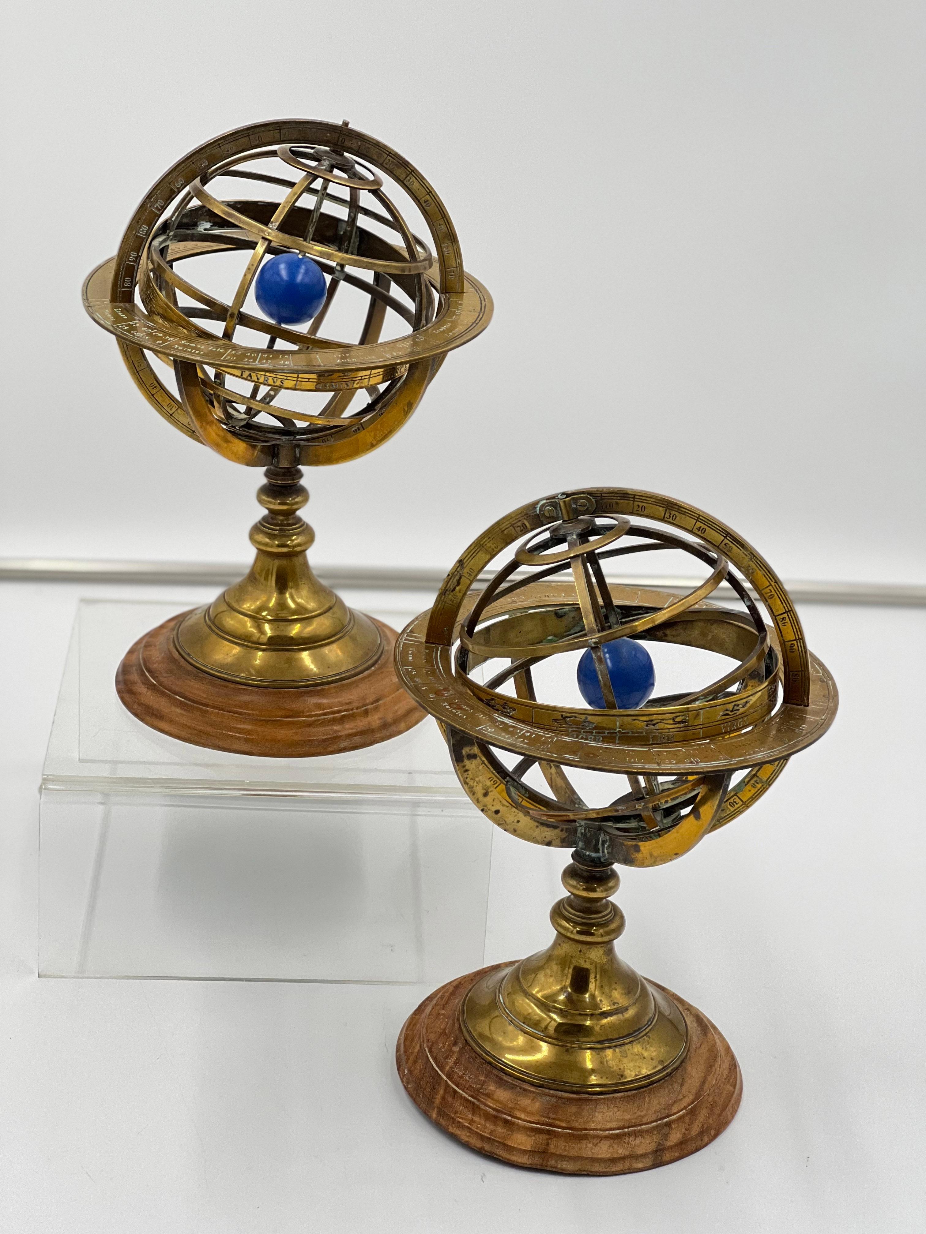 Pair of Antique 19th Century French Armillary Spheres In Good Condition In Scottsdale, AZ