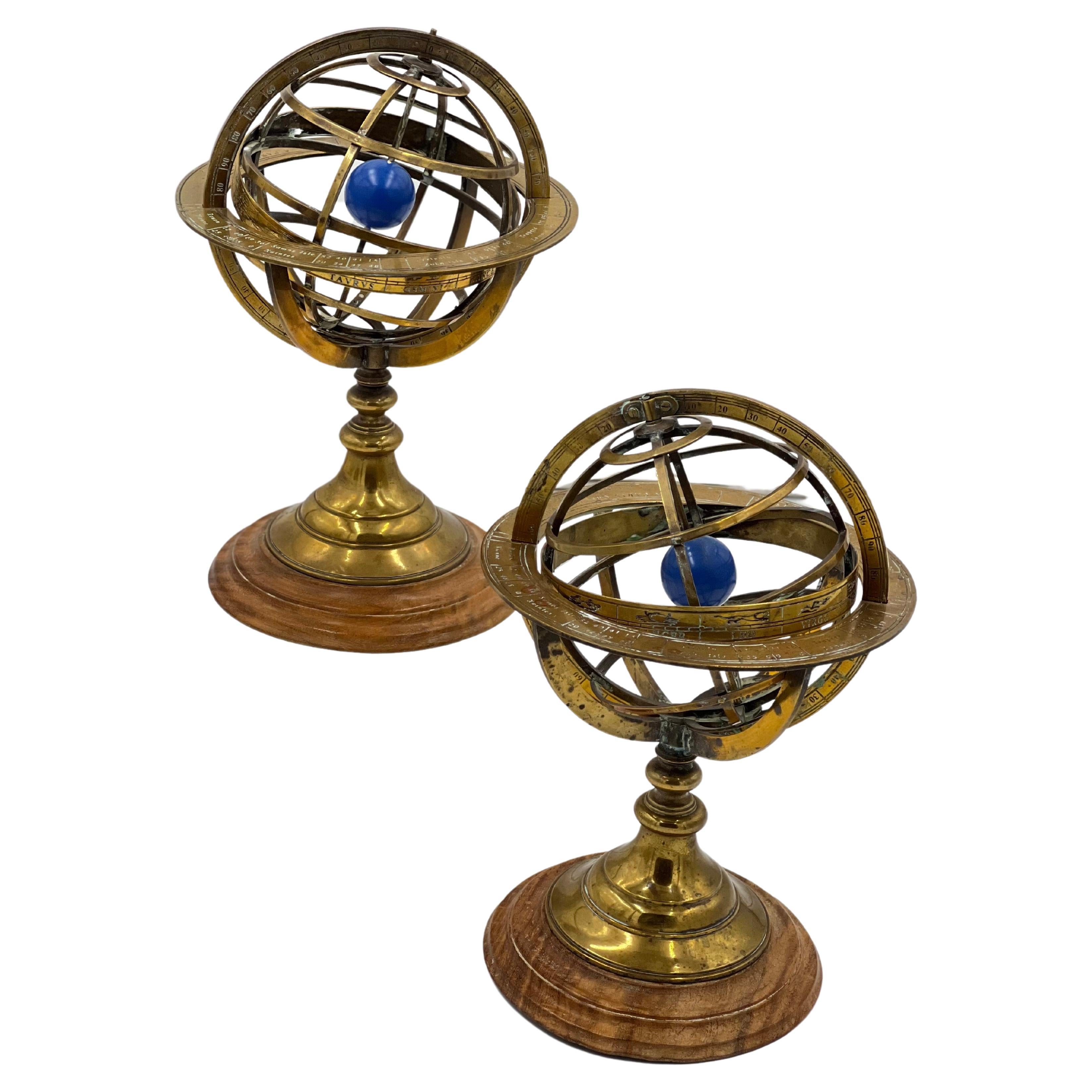 Pair of Antique 19th Century French Armillary Spheres