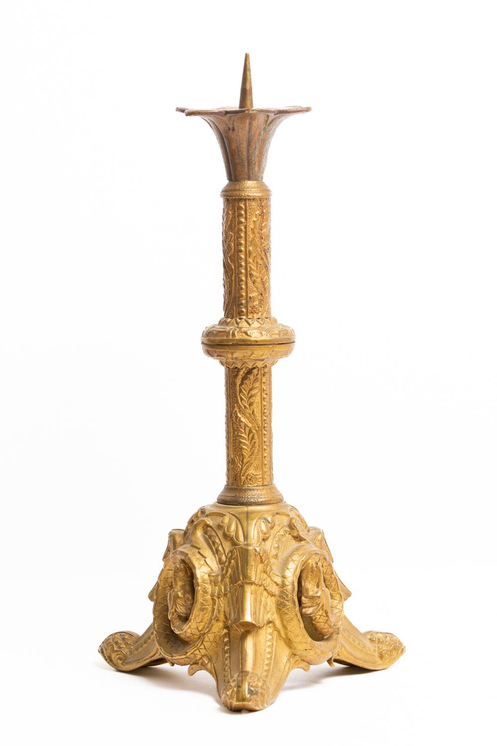 Antike französische Messing-Kerzenständer aus dem 19. Jahrhundert  im Angebot 3
